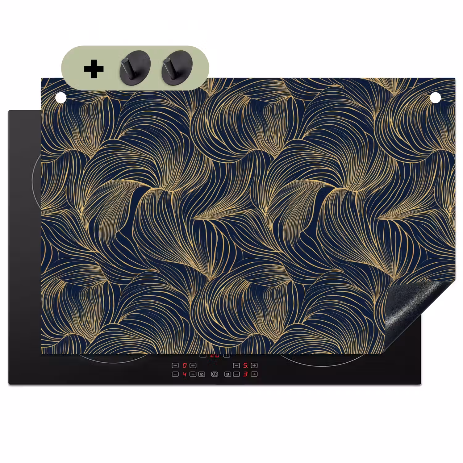 Abstract - Lijnen - Blauw - Goud Inductie beschemer met haakjes klein 777 -3d