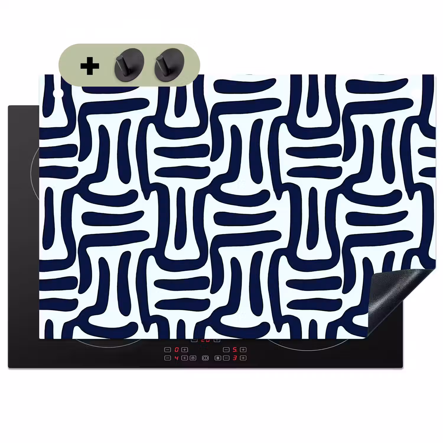 Abstract - Modern - Blauw Inductie beschemer met haakjes klein 777 -3d
