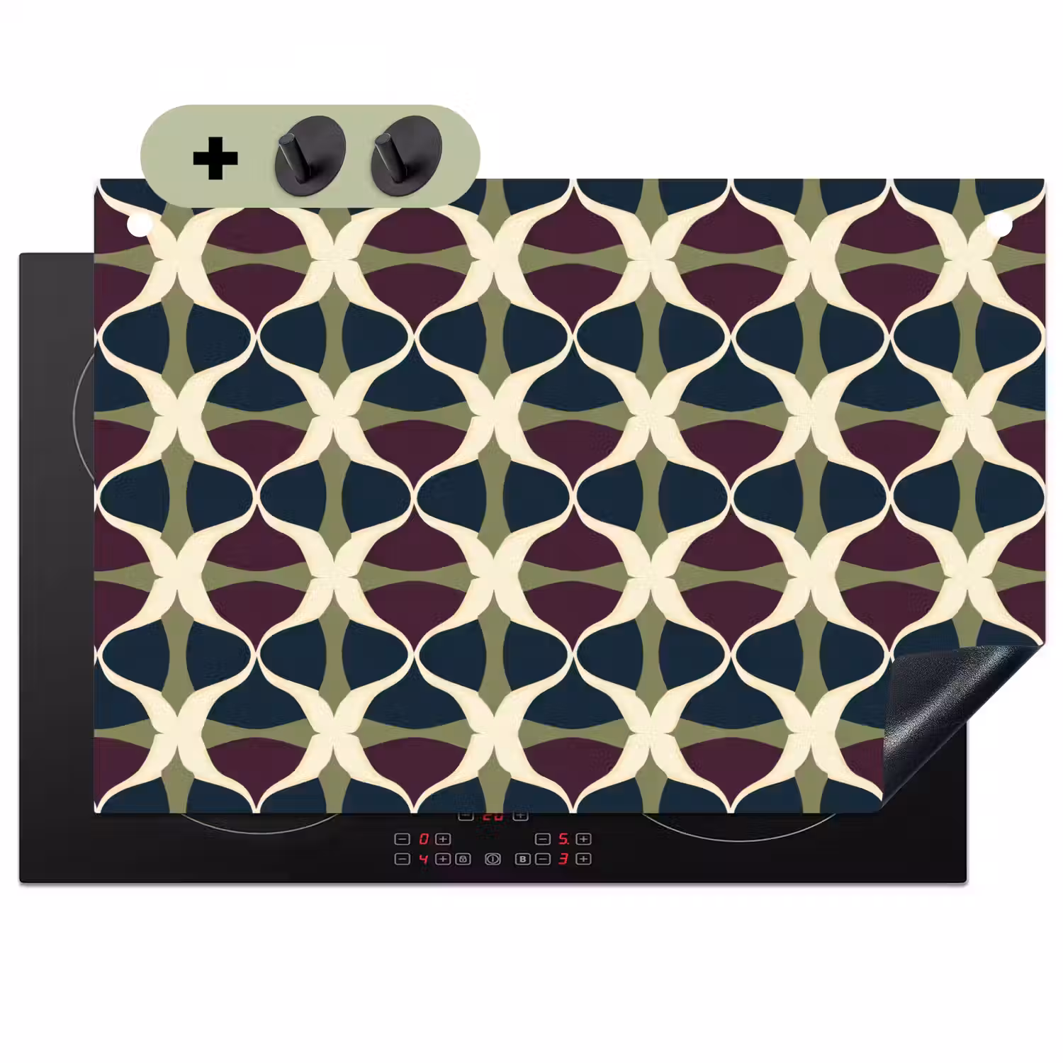 Abstract - Retro - Kleurrijk Inductie beschemer met haakjes klein 777 -3d