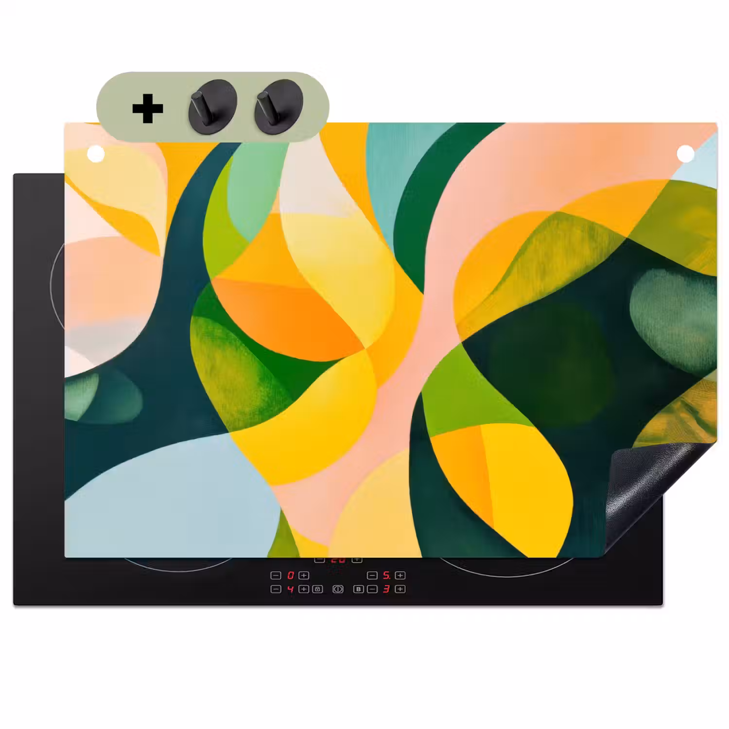 Abstract - Geel - Roze - Groen Inductie beschemer met haakjes klein -3d