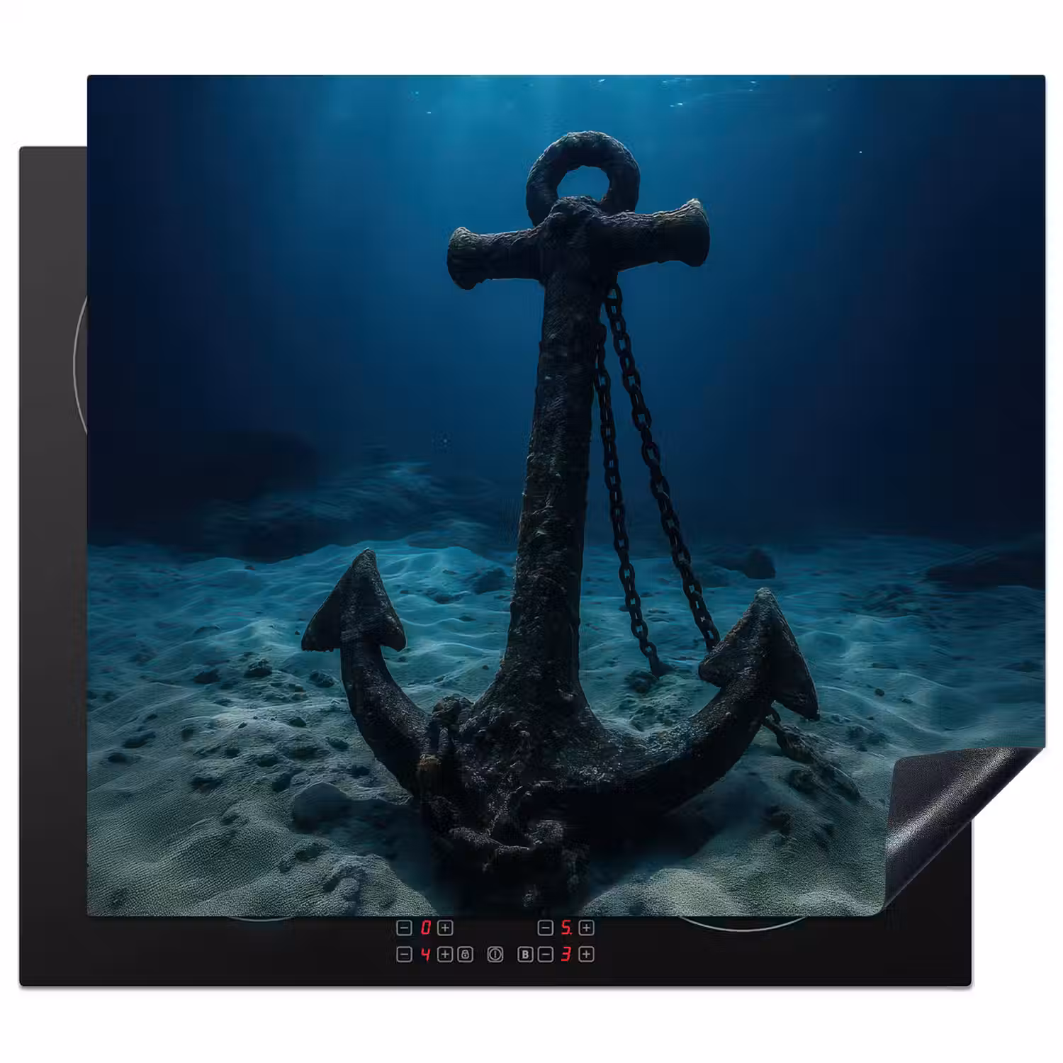 Anker - Ijzer - Zeebodem - Zand Inductie beschermer vinyl 3mm middel -3d