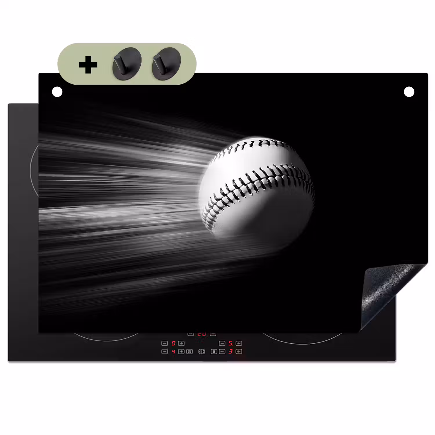 Honkbal - Wit - Vliegt Inductie beschemer met haakjes klein -3d