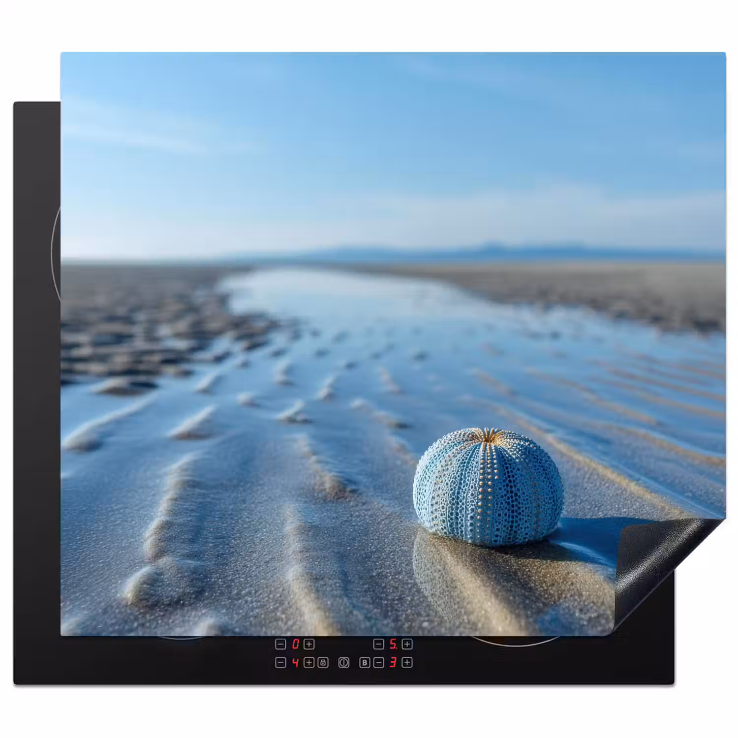 Strand - Schild - Water - Blauw Inductie beschermer vinyl 3mm middel -3d