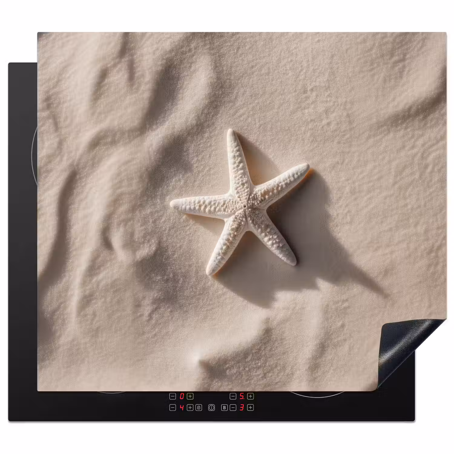 Strand - Zeester - Zand - Beige Inductie beschermer vinyl 3mm middel -3d