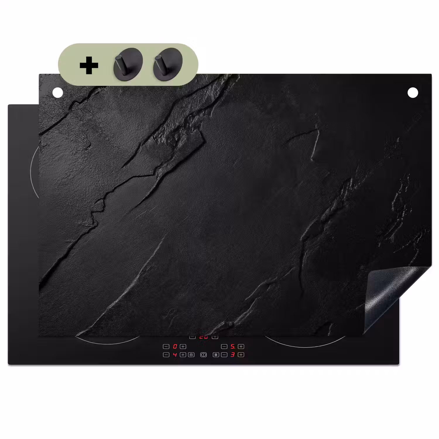 Zwart - Steen - Beton Inductie beschemer met haakjes klein -3d