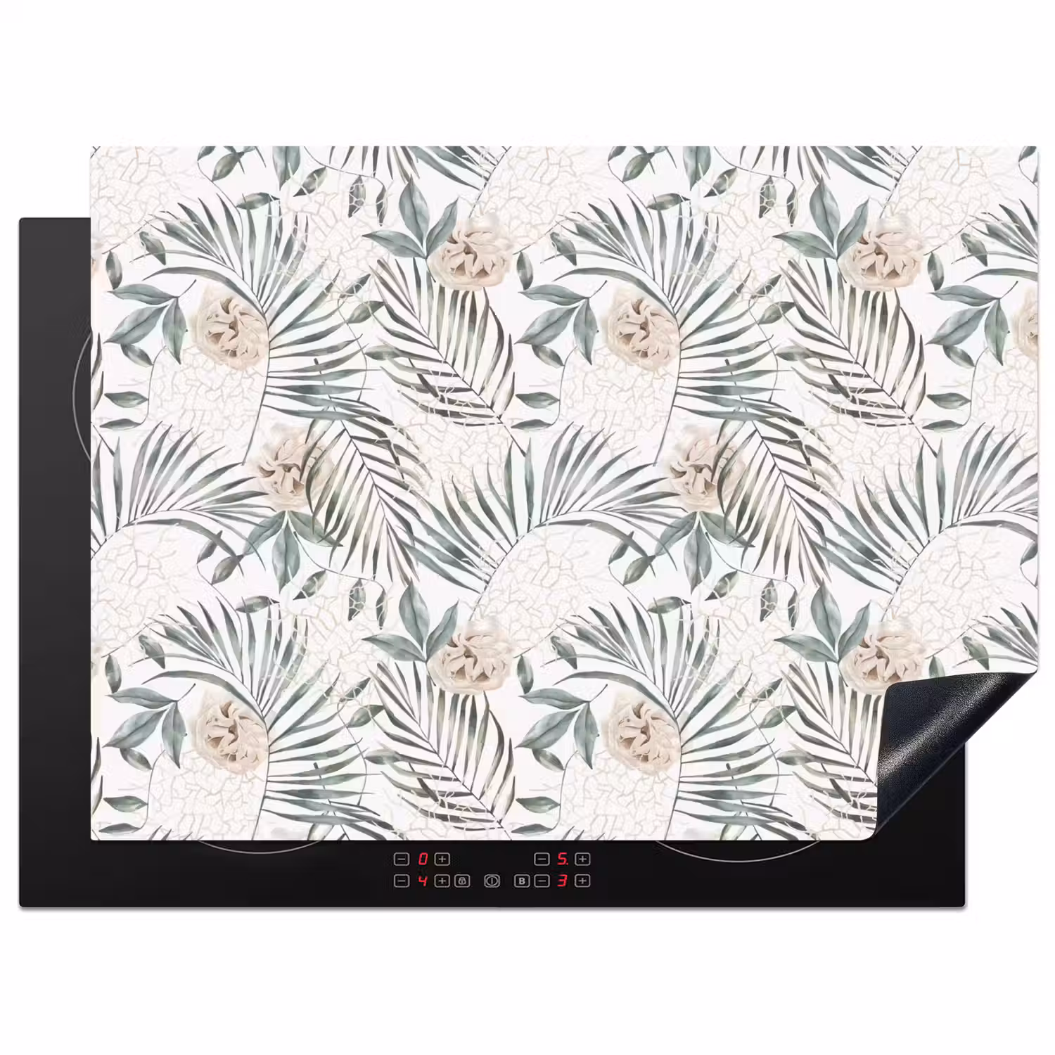 Boho - Jungle - Bloemen - Bladeren Inductie beschermer vinyl 3mm klein -3d