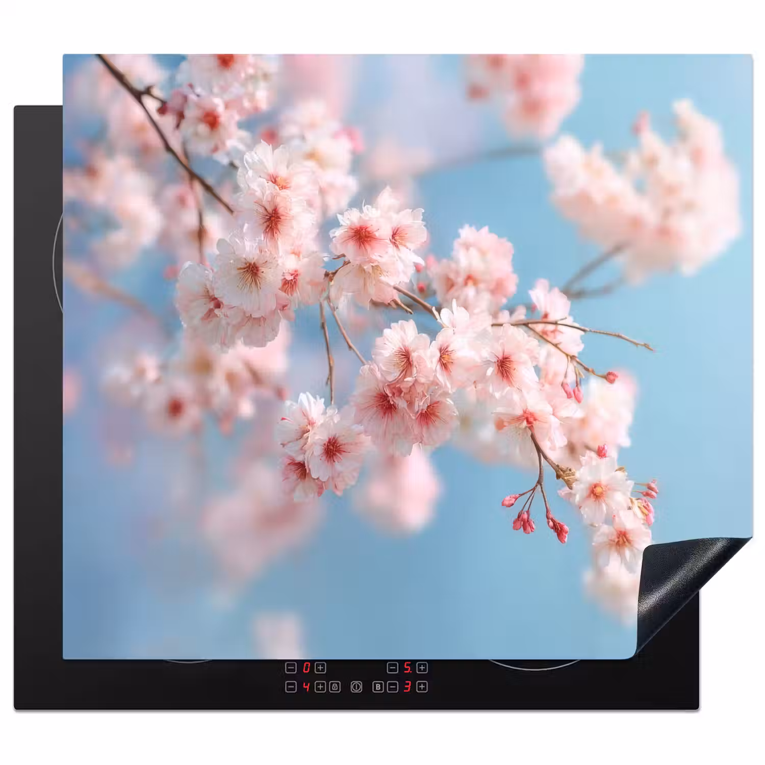 Takken - Bloesems - Roze Inductie beschermer vinyl 3mm middel -3d