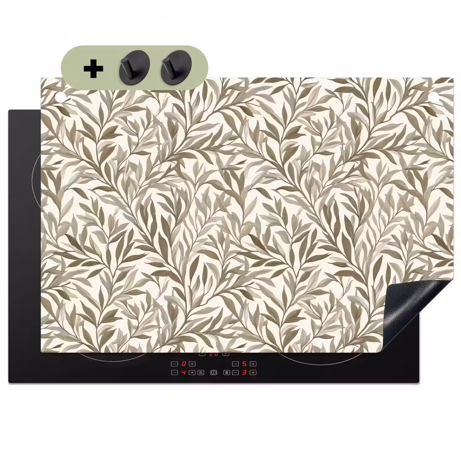 Takken - Botanisch - Taupe Inductie beschemer met haakjes klein 777 -3d