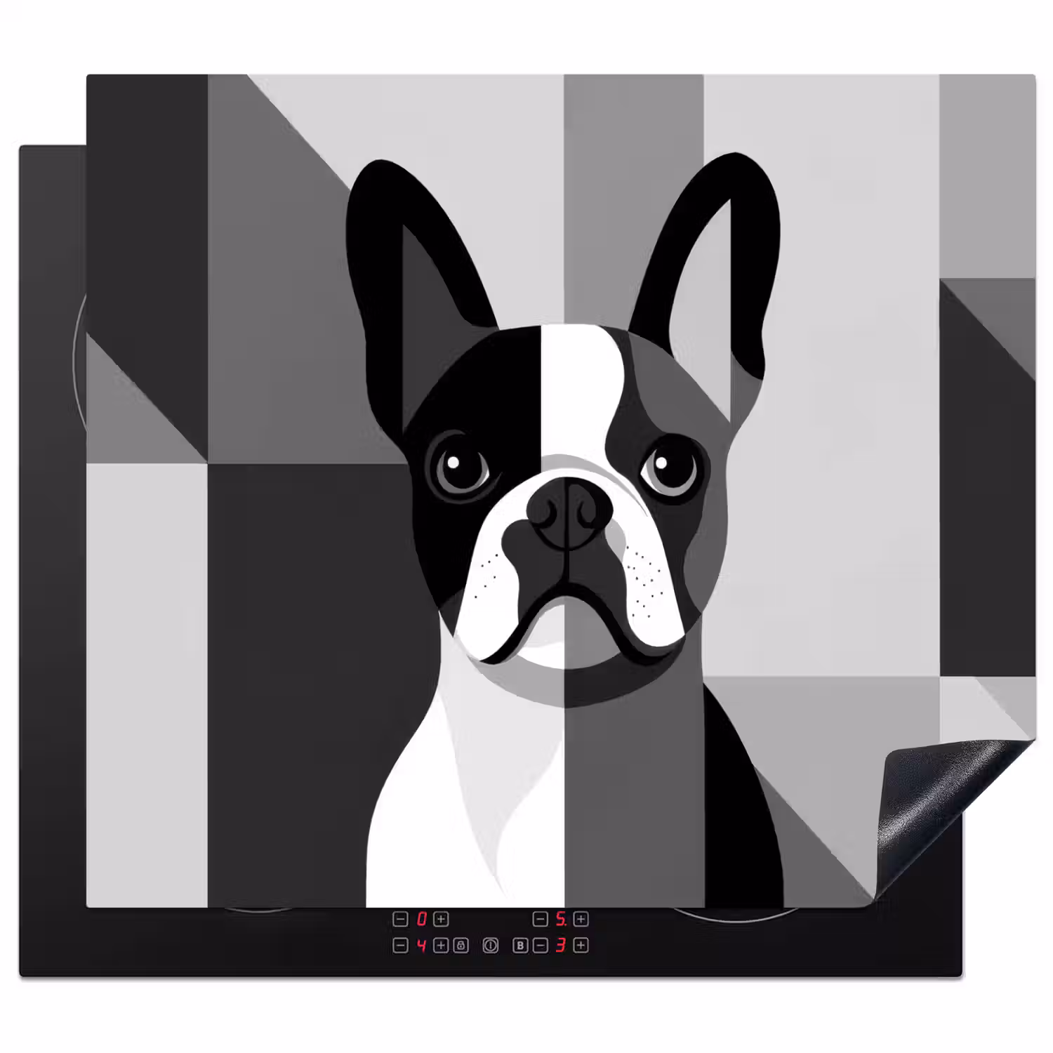 Buldog - Zwart - Abstract - Vlakken Inductie beschermer vinyl 3mm middel -3d