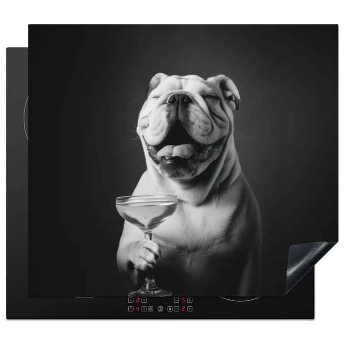 Buldog - Hond - Glas Inductie beschermer vinyl 3mm middel -3d