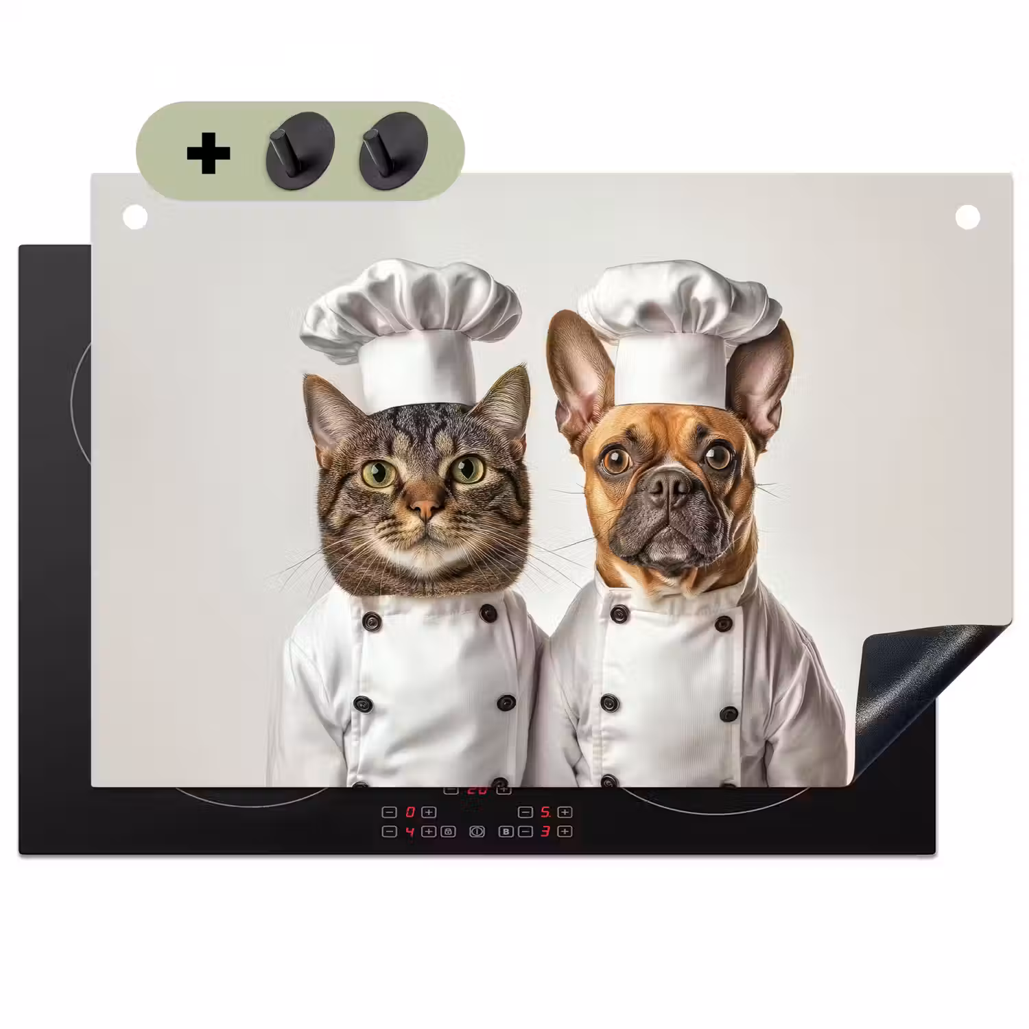 Kat - Hond - Kokskleding Inductie beschemer met haakjes klein -3d