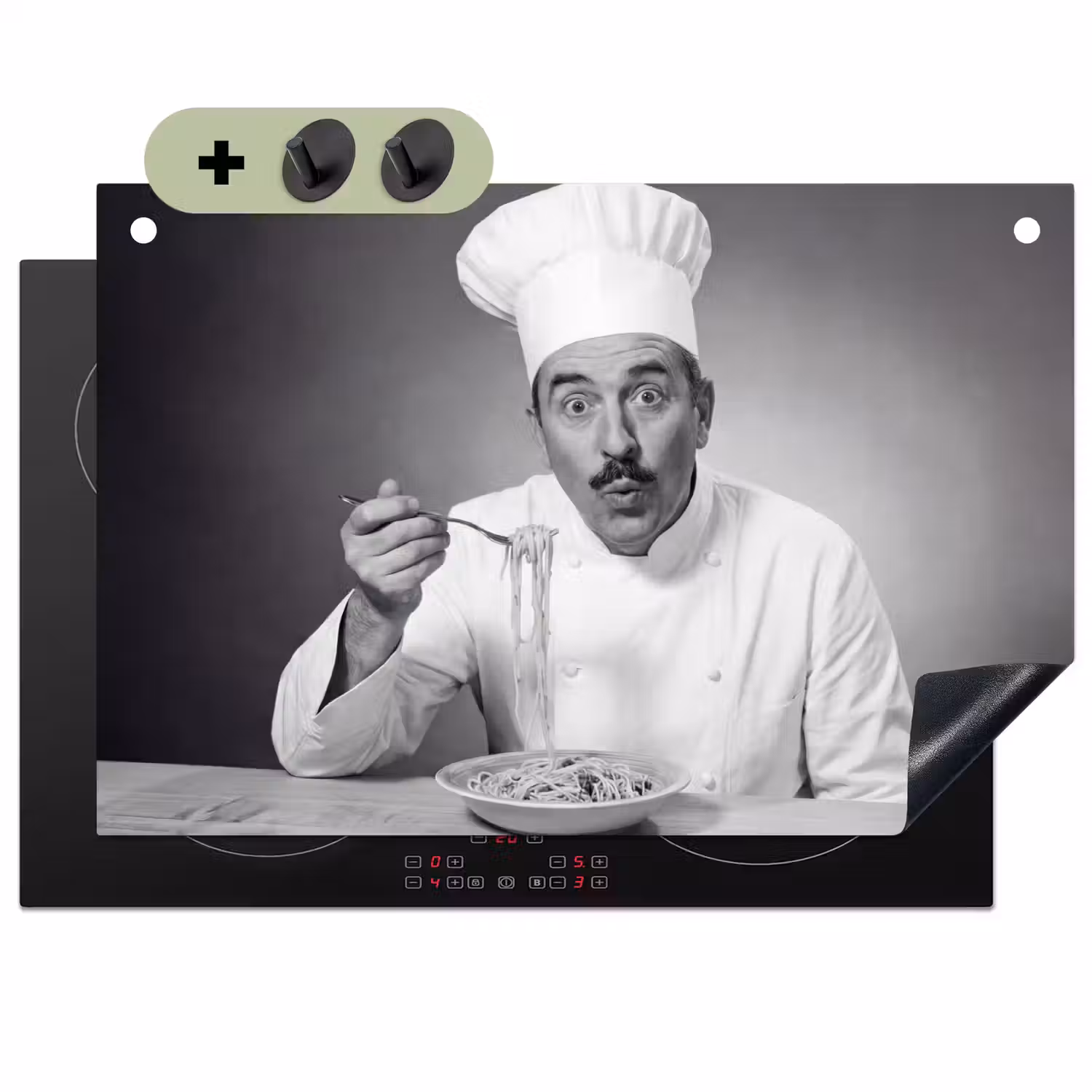 Chef - Spaghetti - Pasta Inductie beschemer met haakjes klein -3d