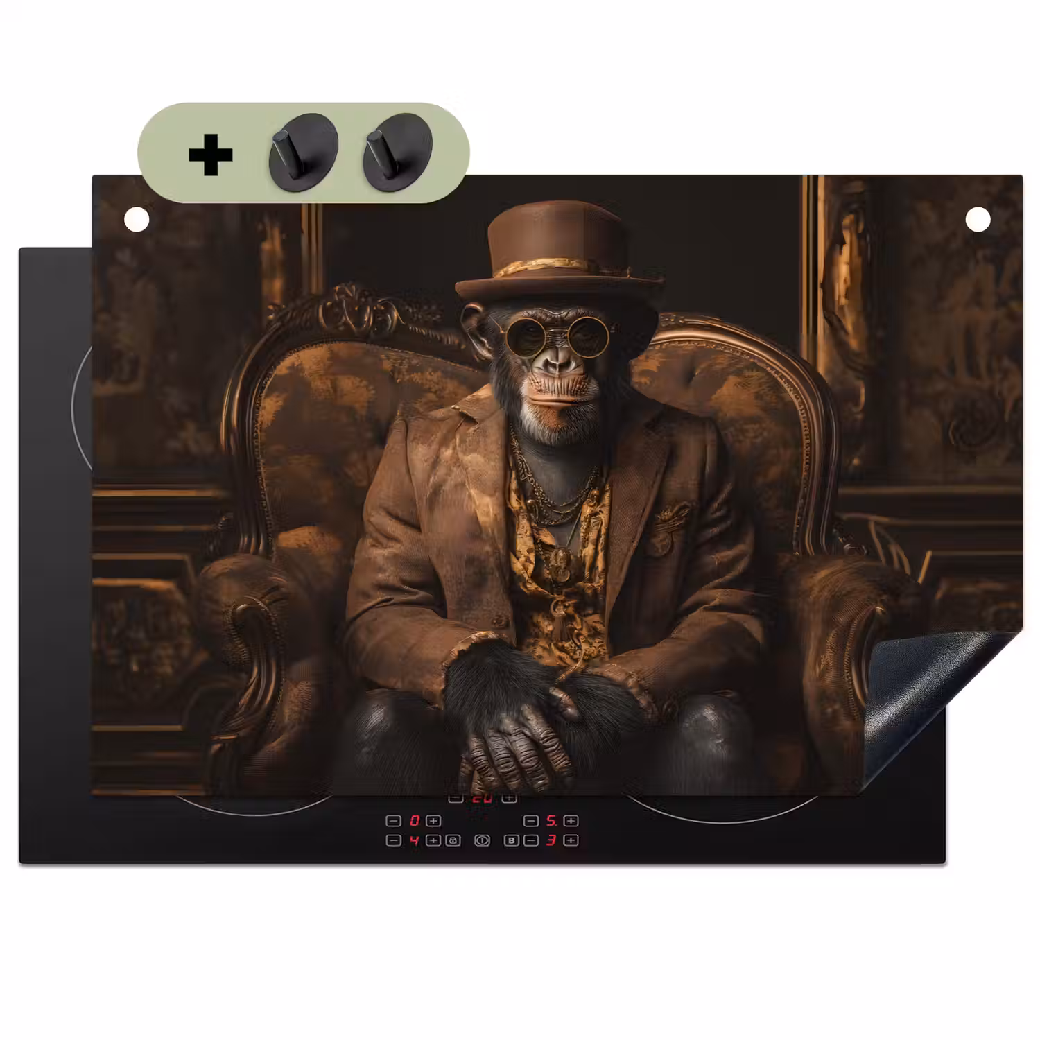 Chimpansee - Stoel - Pak - Bruin Inductie beschemer met haakjes klein -3d