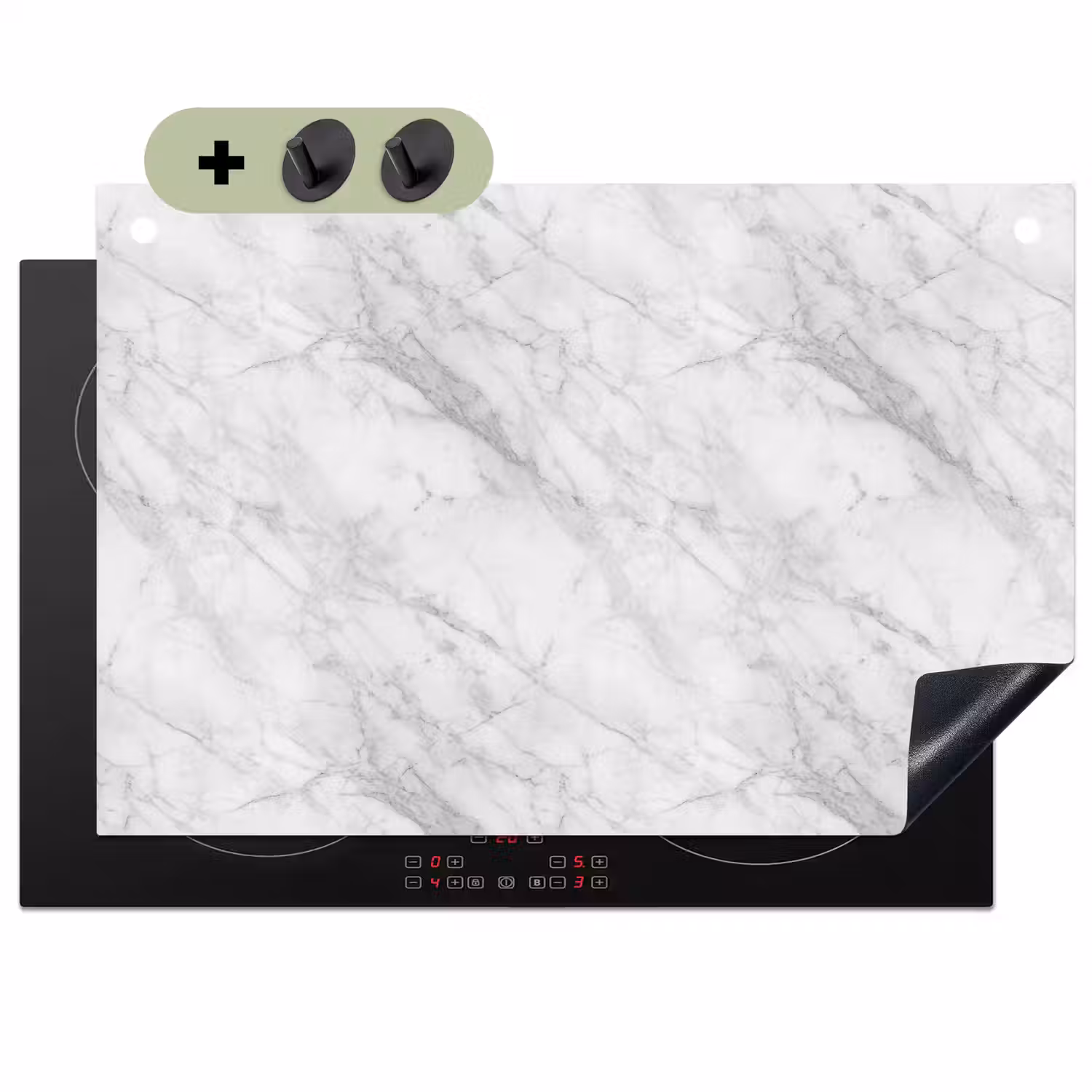 Klassiek - Marmer - Grijs Inductie beschemer met haakjes klein 777 -3d