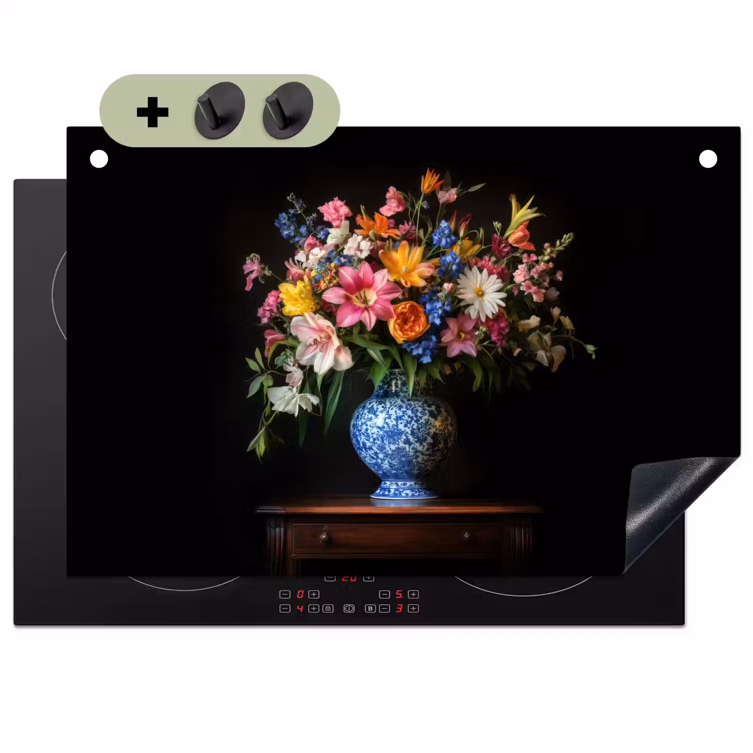 Kleur - Vaas - Bloemen - Boeket Inductie beschemer met haakjes klein -3d