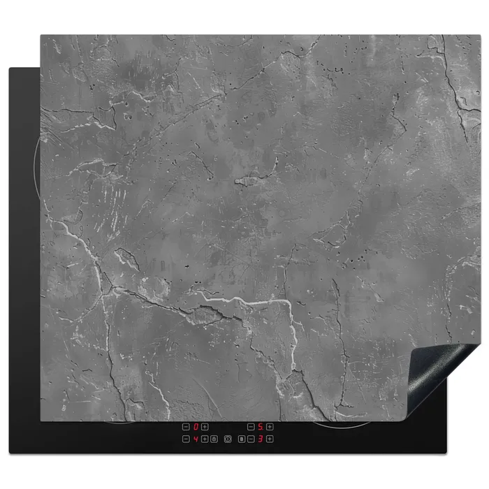 Beton - Grijs - Abstract - Betonlook Inductie beschermer vinyl 3mm middel -3d