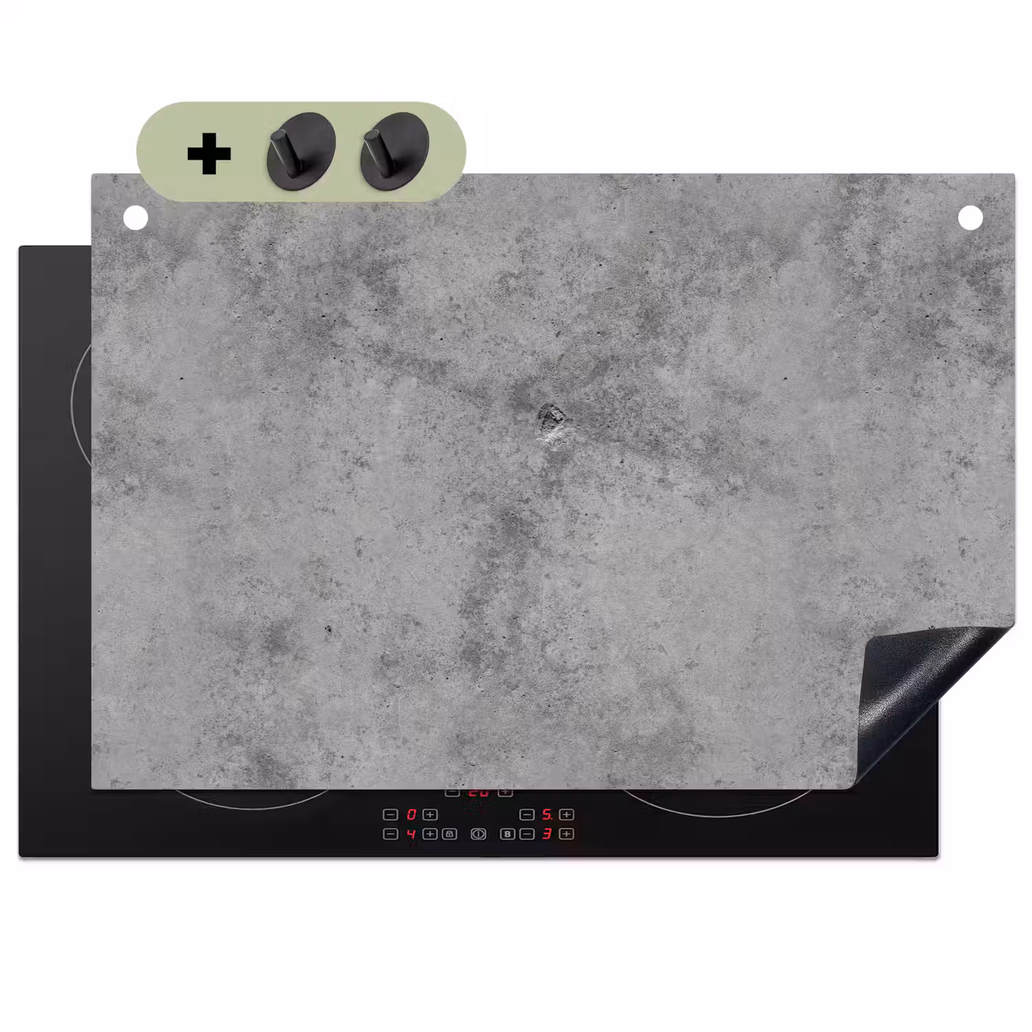 Beton - Grijs - Patronen Inductie beschemer met haakjes klein 777 -3d