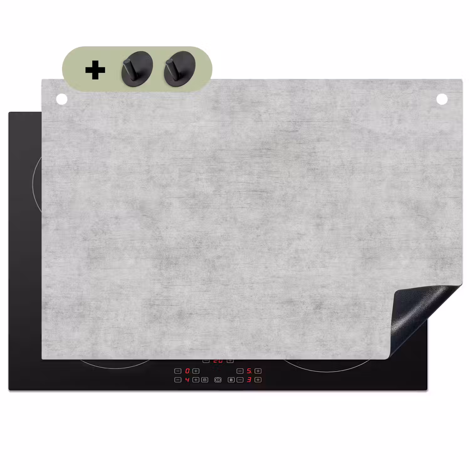 Beton - Grijs - Industrieel - Patroon Inductie beschemer met haakjes klein 777 -3d