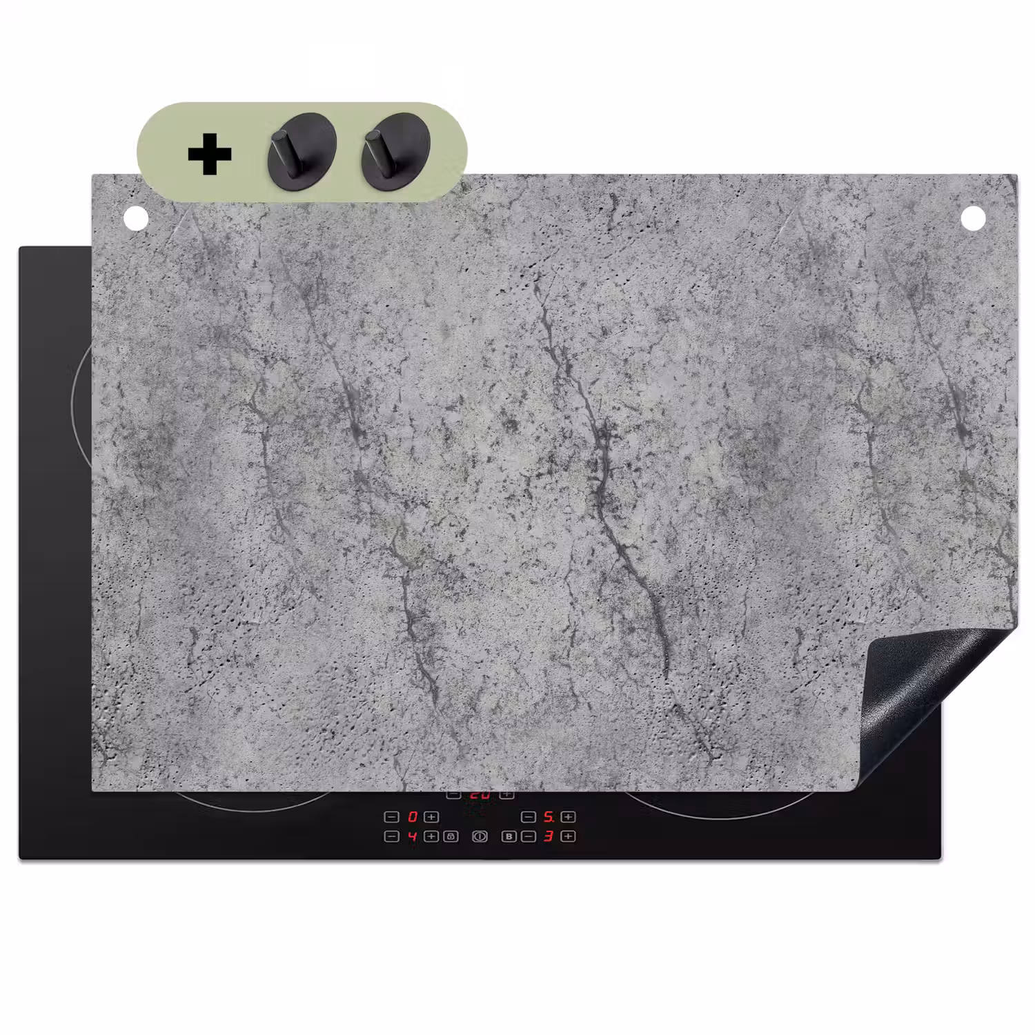 Beton - Muur - Industrieel - Patronen Inductie beschemer met haakjes klein 777 -3d