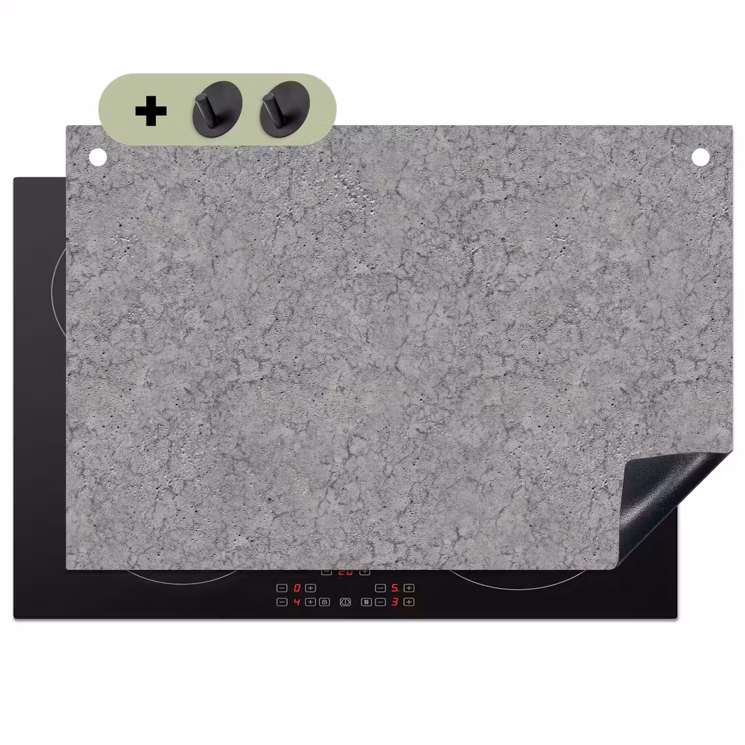 Beton - Muur - Patronen - Industrieel Inductie beschemer met haakjes klein 777 -3d