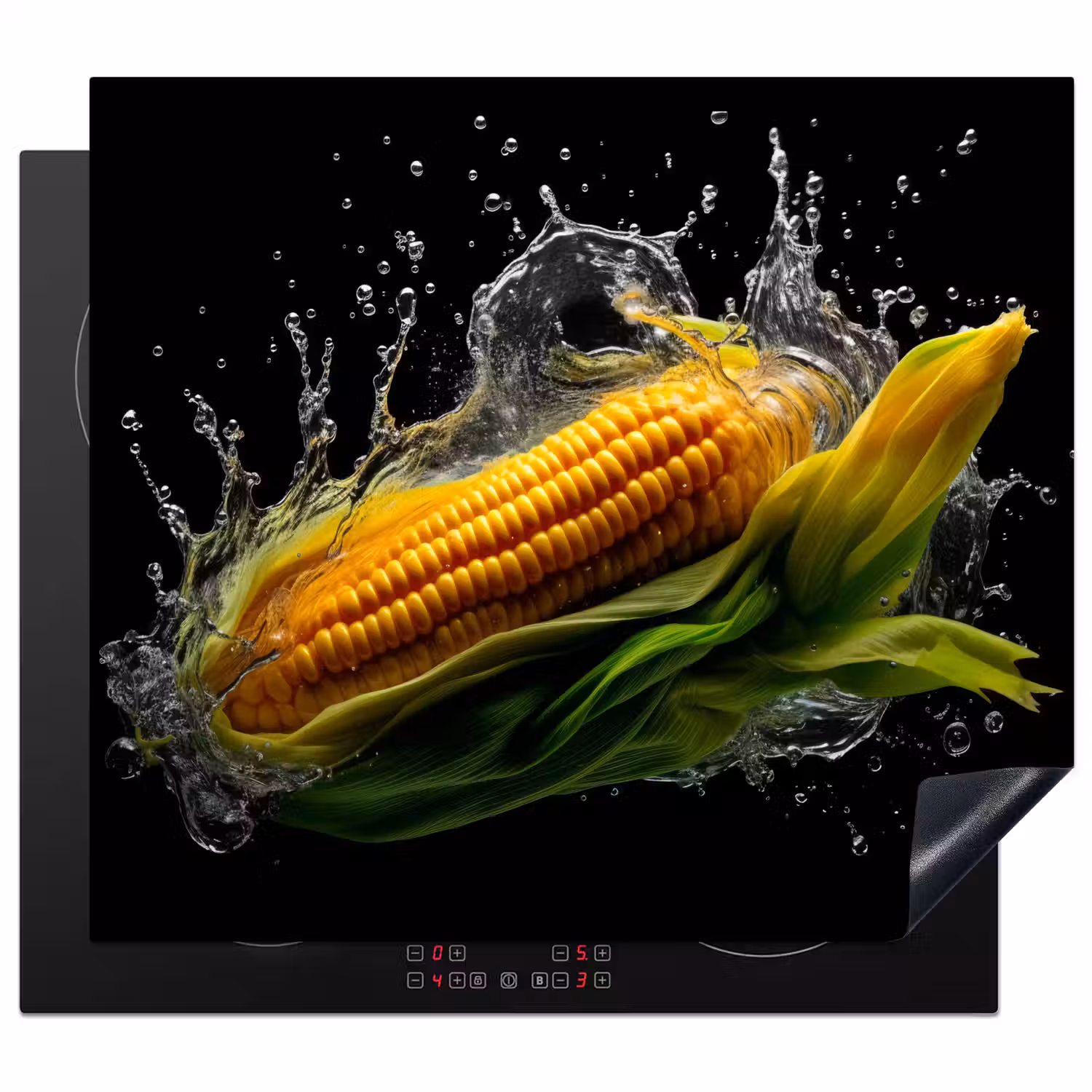 Maïs - Groente - Planten - Zwart - Water Inductie beschermer vinyl 3mm middel -3d