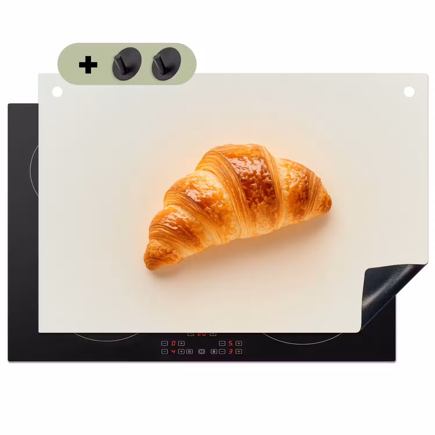Croissant - Brood - Beige Inductie beschemer met haakjes klein -3d