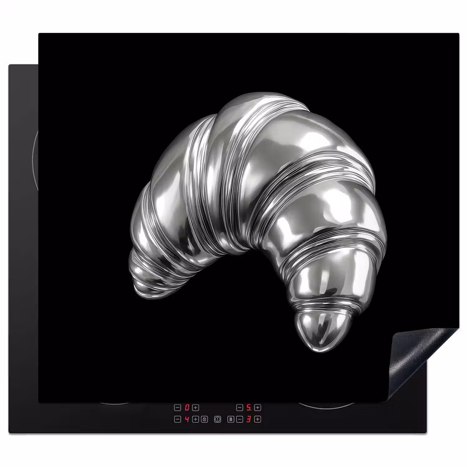 Croissant - Metaal - Zilver Inductie beschermer vinyl 3mm middel -3d