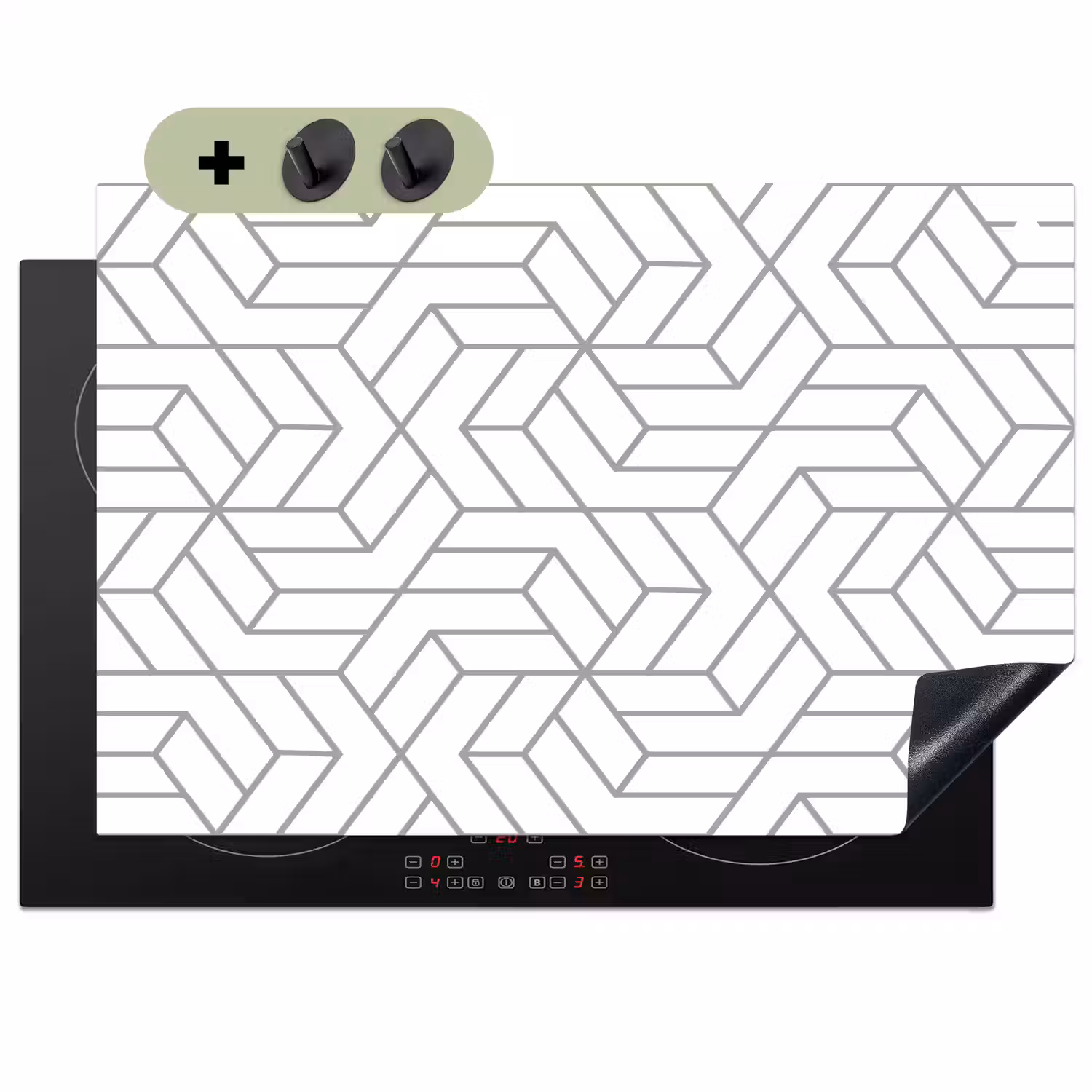 Design - Geometrie - Patroon Inductie beschemer met haakjes klein 777 -3d