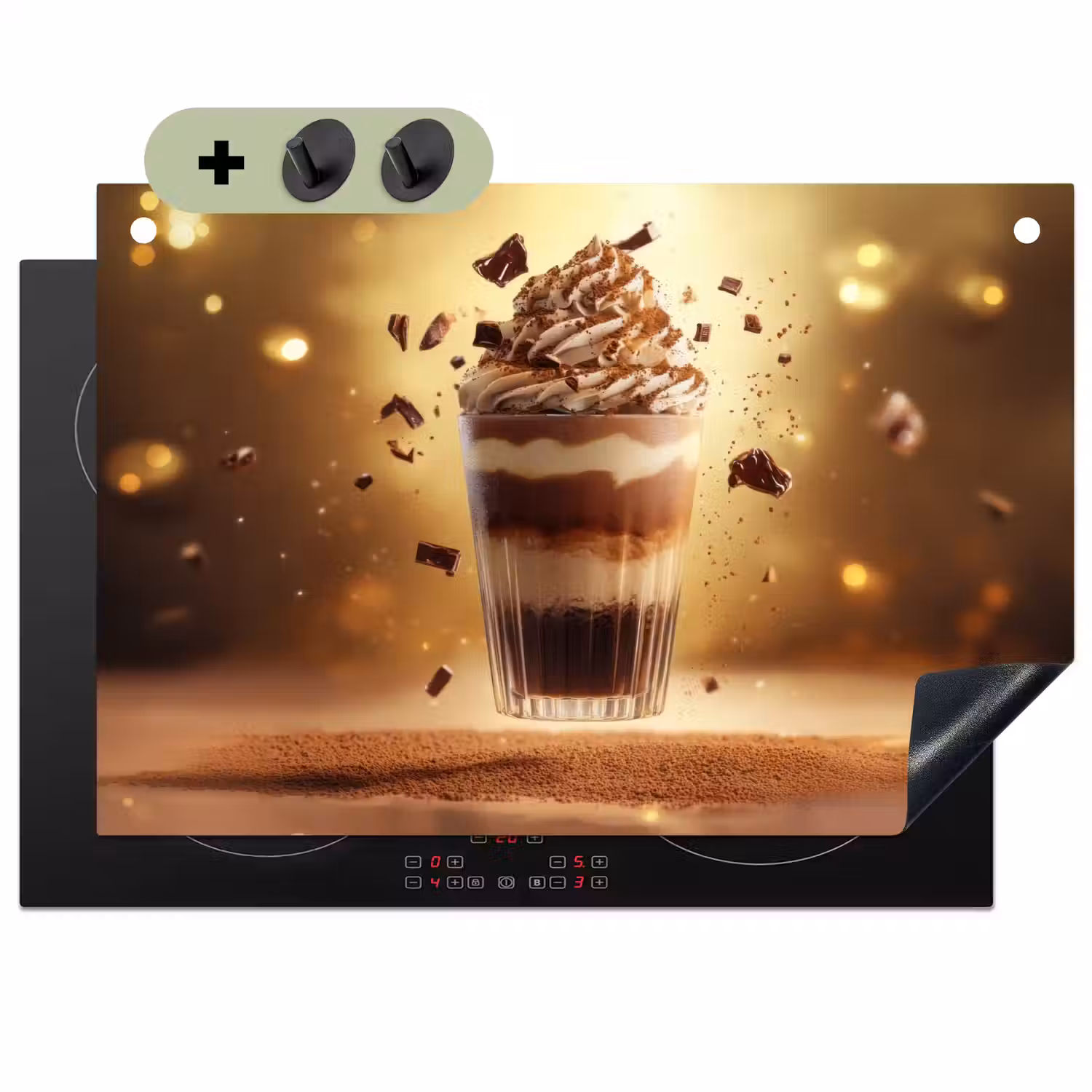 Dessert - Chocolade - Zoet - Eten Inductie beschemer met haakjes klein -3d