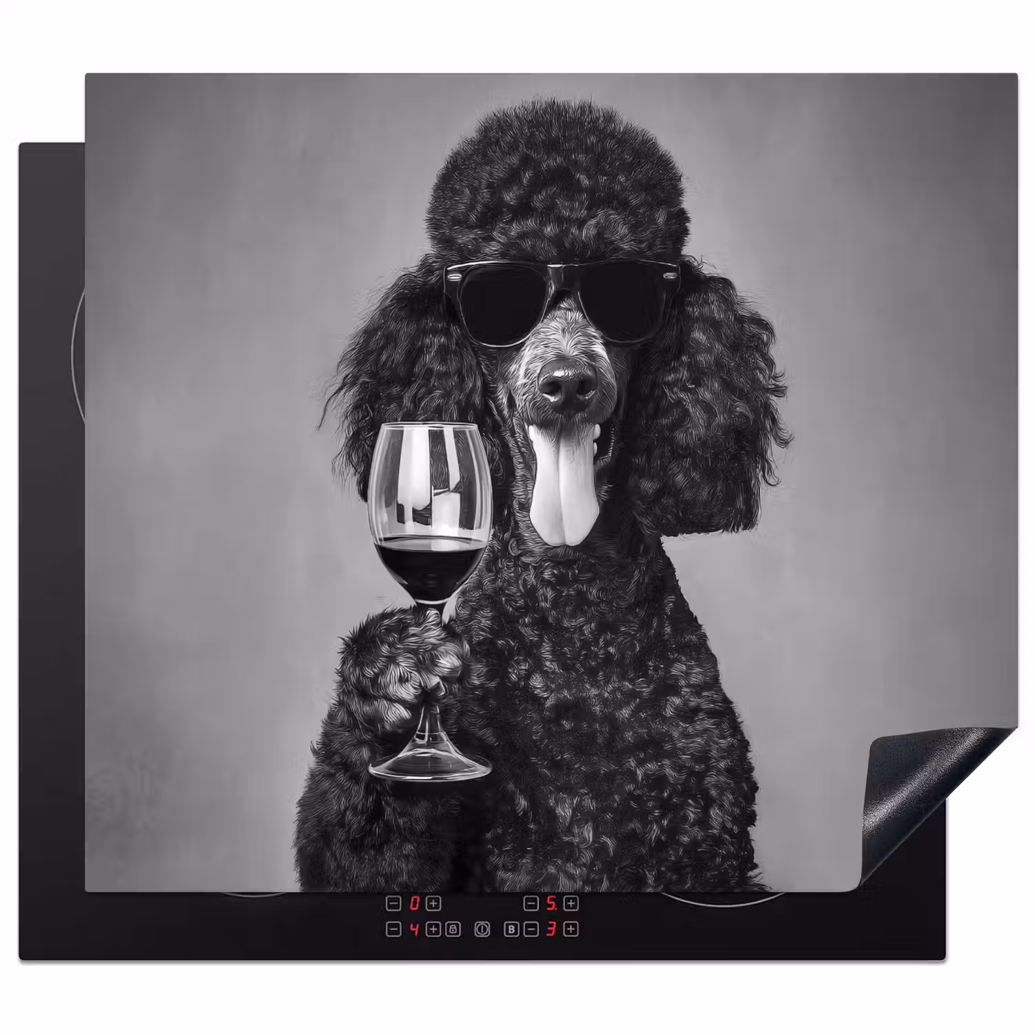 Hond - Krullen - Zonnebril - Wijn Inductie beschermer vinyl 3mm middel -3d