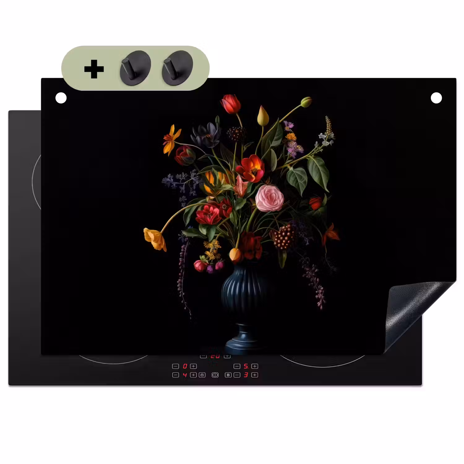 Bloemen - Bessen - Klassiek Inductie beschemer met haakjes klein -3d
