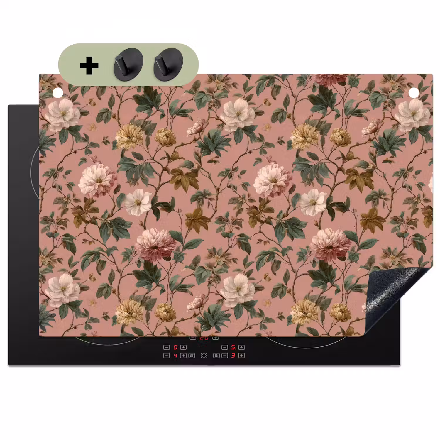 Bloemen - Klassiek - Roze Inductie beschemer met haakjes klein 777 -3d