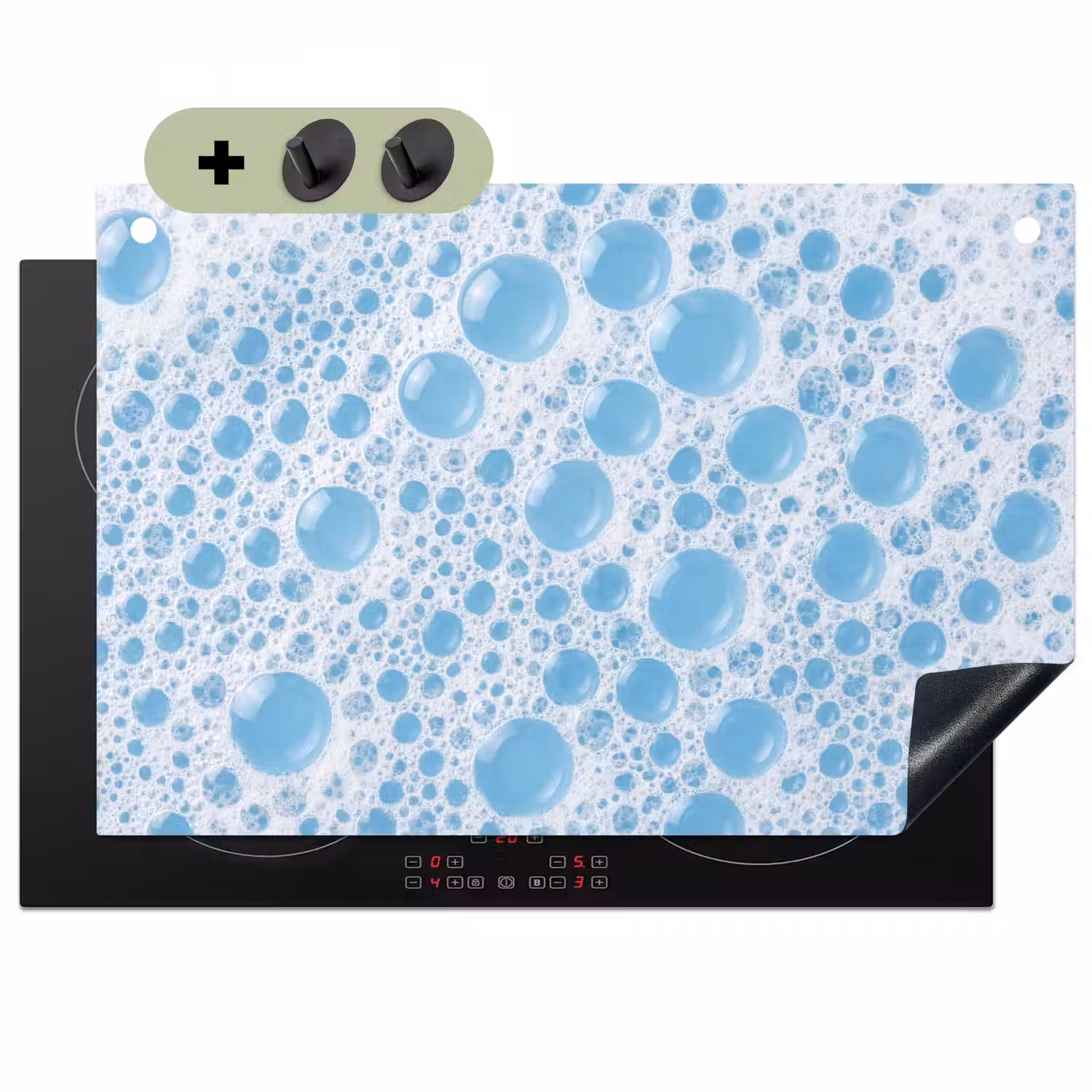 Schuim - Bubbels - Blauw Inductie beschemer met haakjes klein -3d