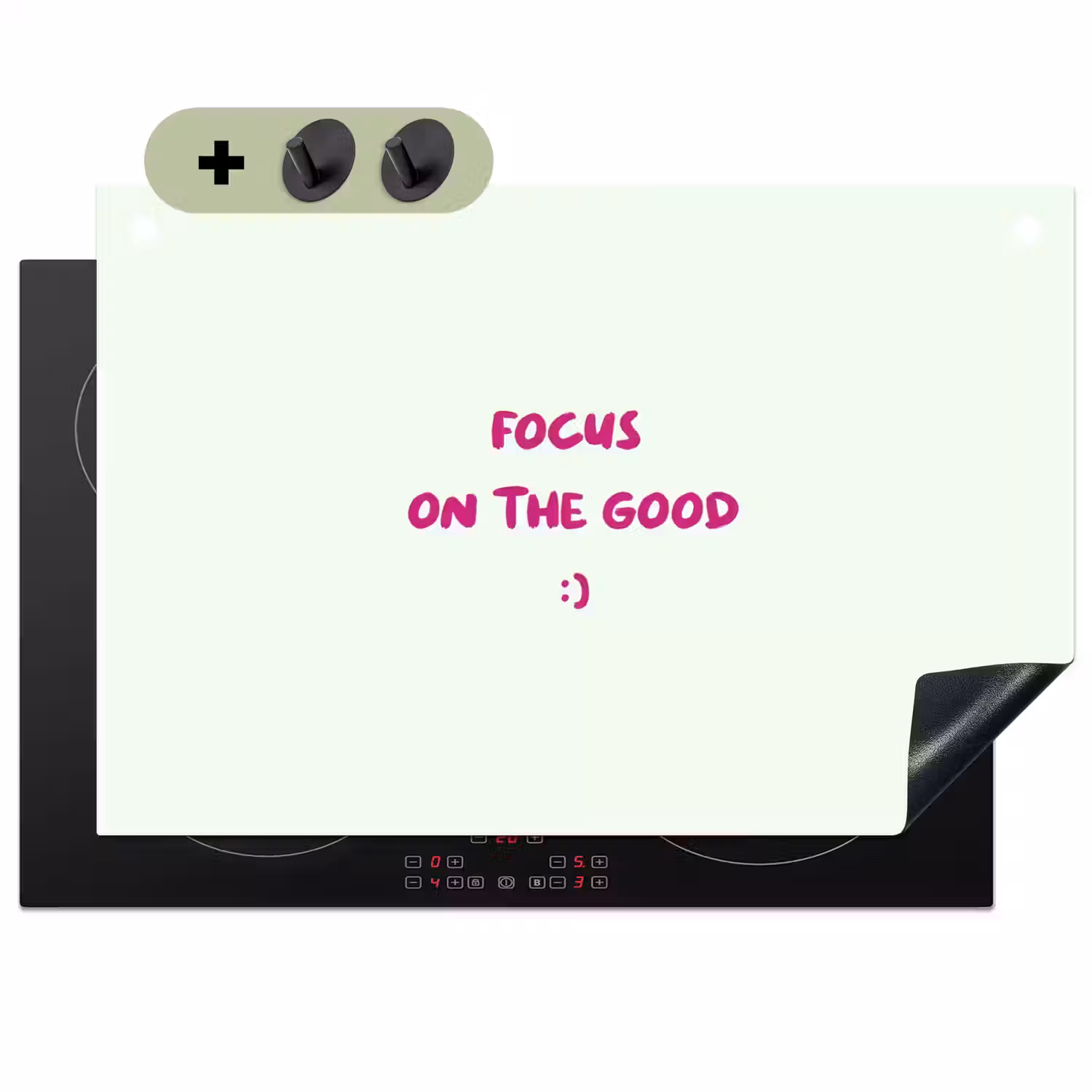 Focus - Beige - Roze - Smiley Inductie beschemer met haakjes klein -3d