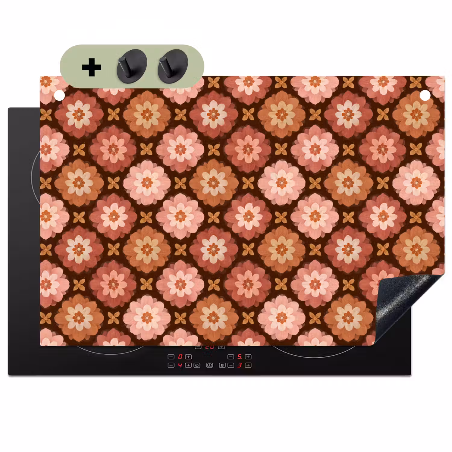 Geometrisch - Bloemen - Kleurrijk Inductie beschemer met haakjes klein 777 -3d