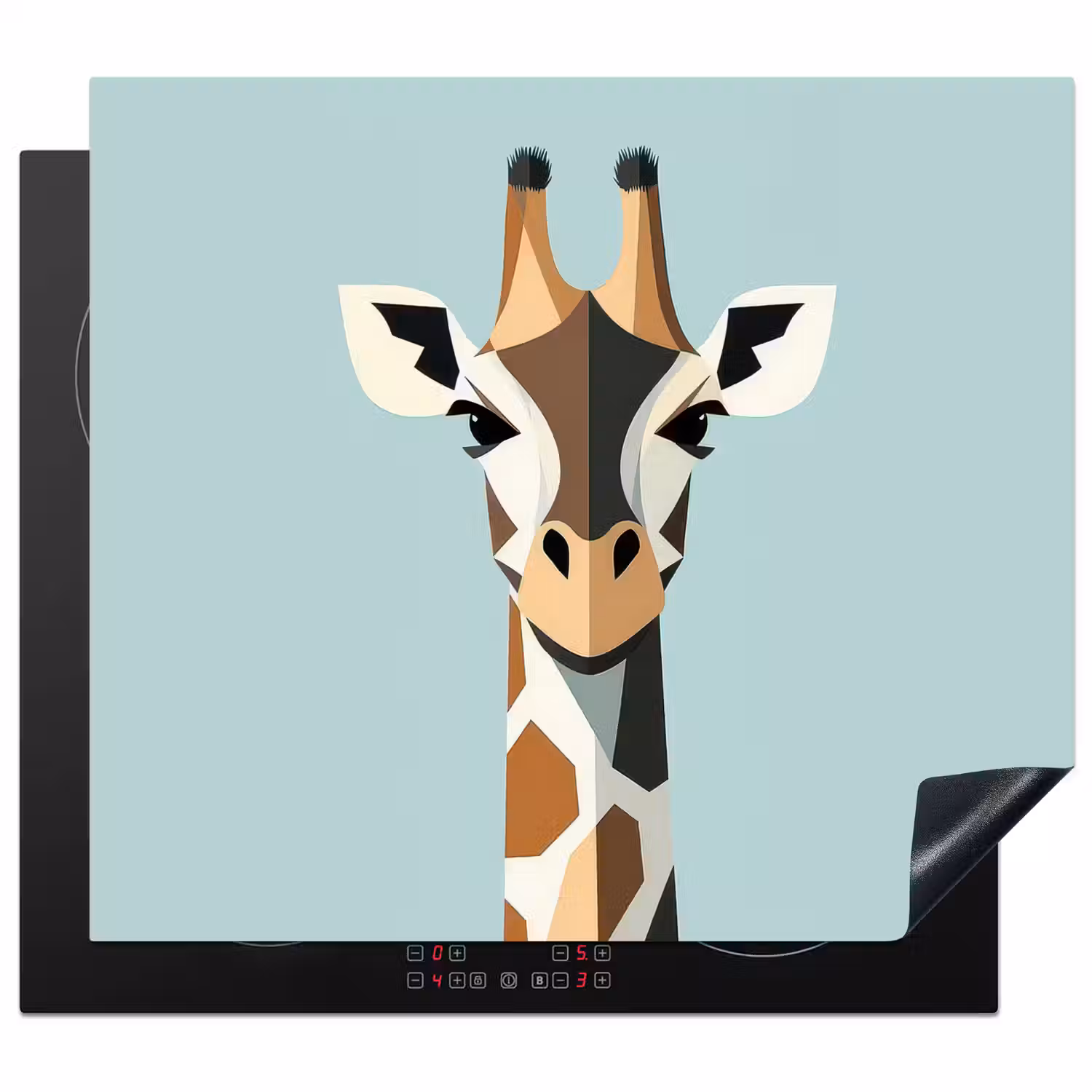 Giraffe - Illustratie - Bruin - Minimalistisch Inductie beschermer vinyl 3mm middel -3d