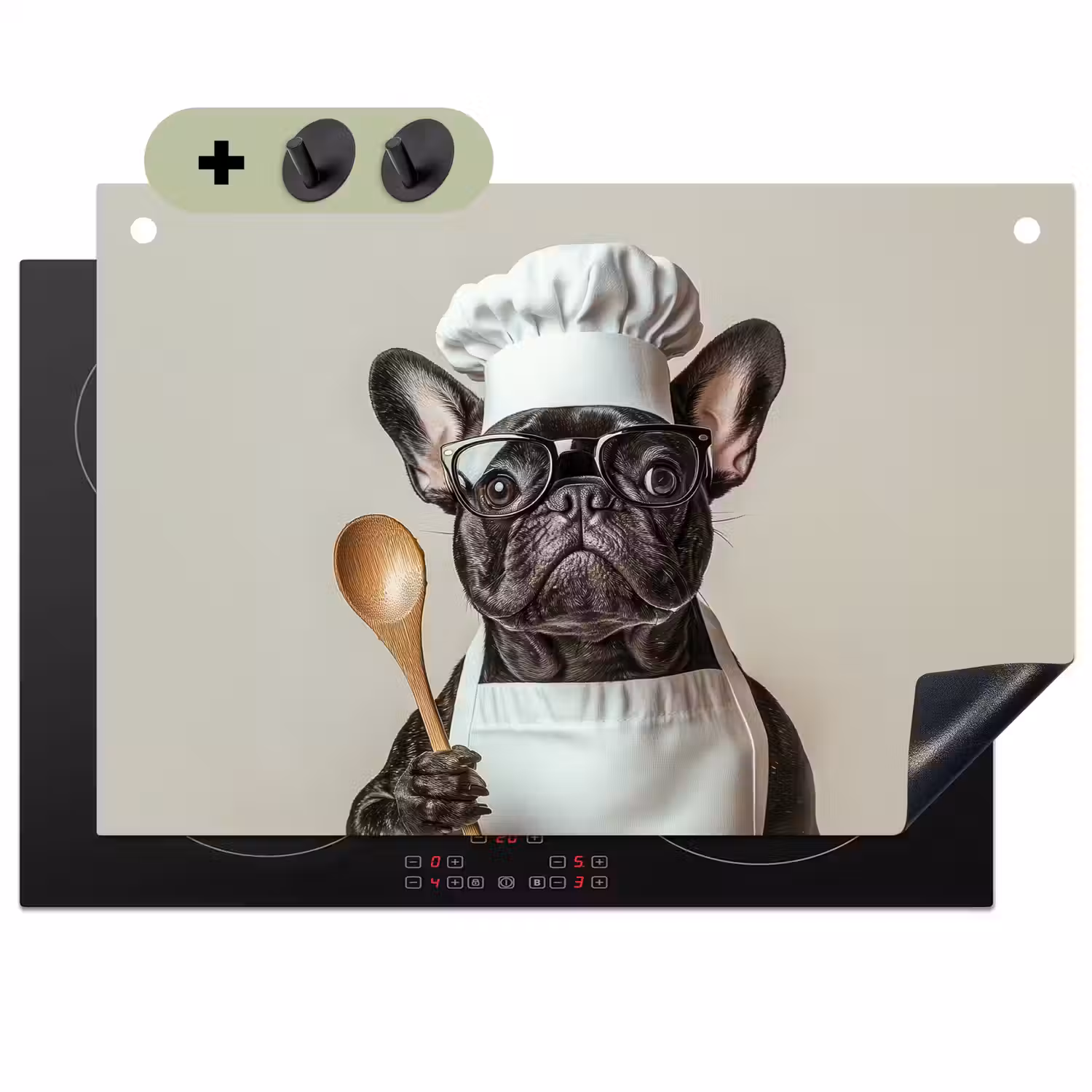 Bril - Hond - Kok Inductie beschemer met haakjes klein -3d