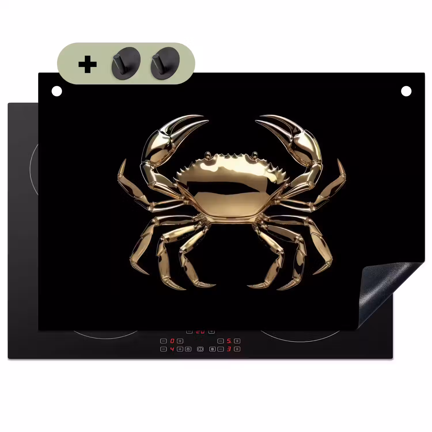 Goud - Krab - Dieren - Zwart Inductie beschemer met haakjes klein -3d