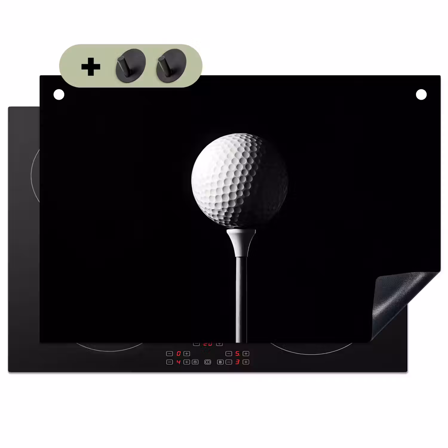 Golfbal - Minimalistisch - Wit Inductie beschemer met haakjes klein -3d