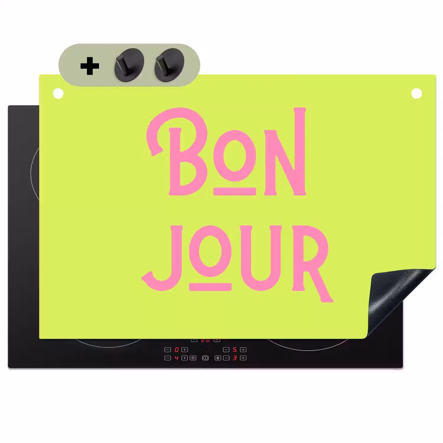 Groen - Roze bonjour - art-deco Inductie beschemer met haakjes klein -3d