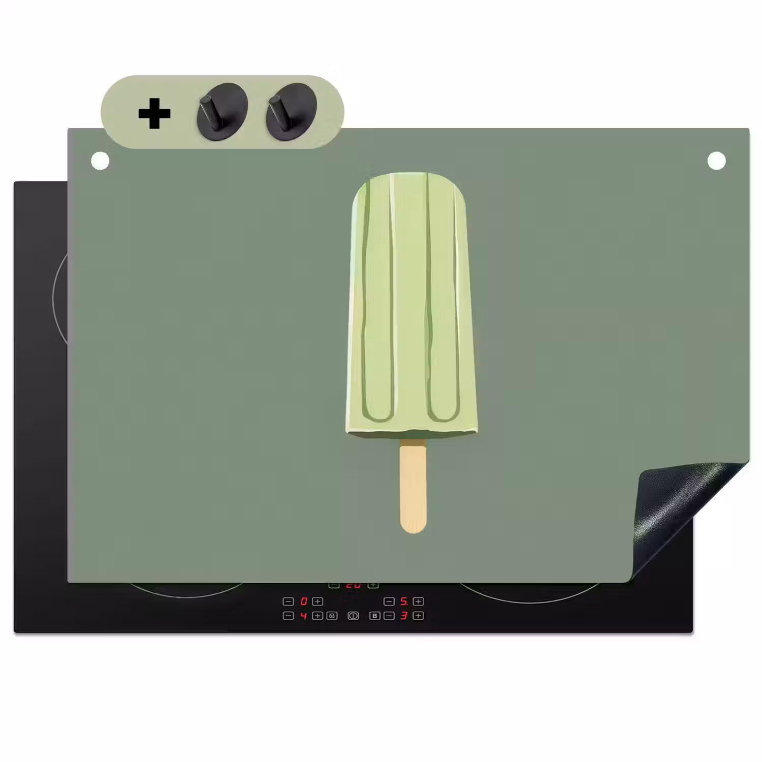 Groen - Waterijsje - Stokje - Illustratie Inductie beschemer met haakjes klein -3d