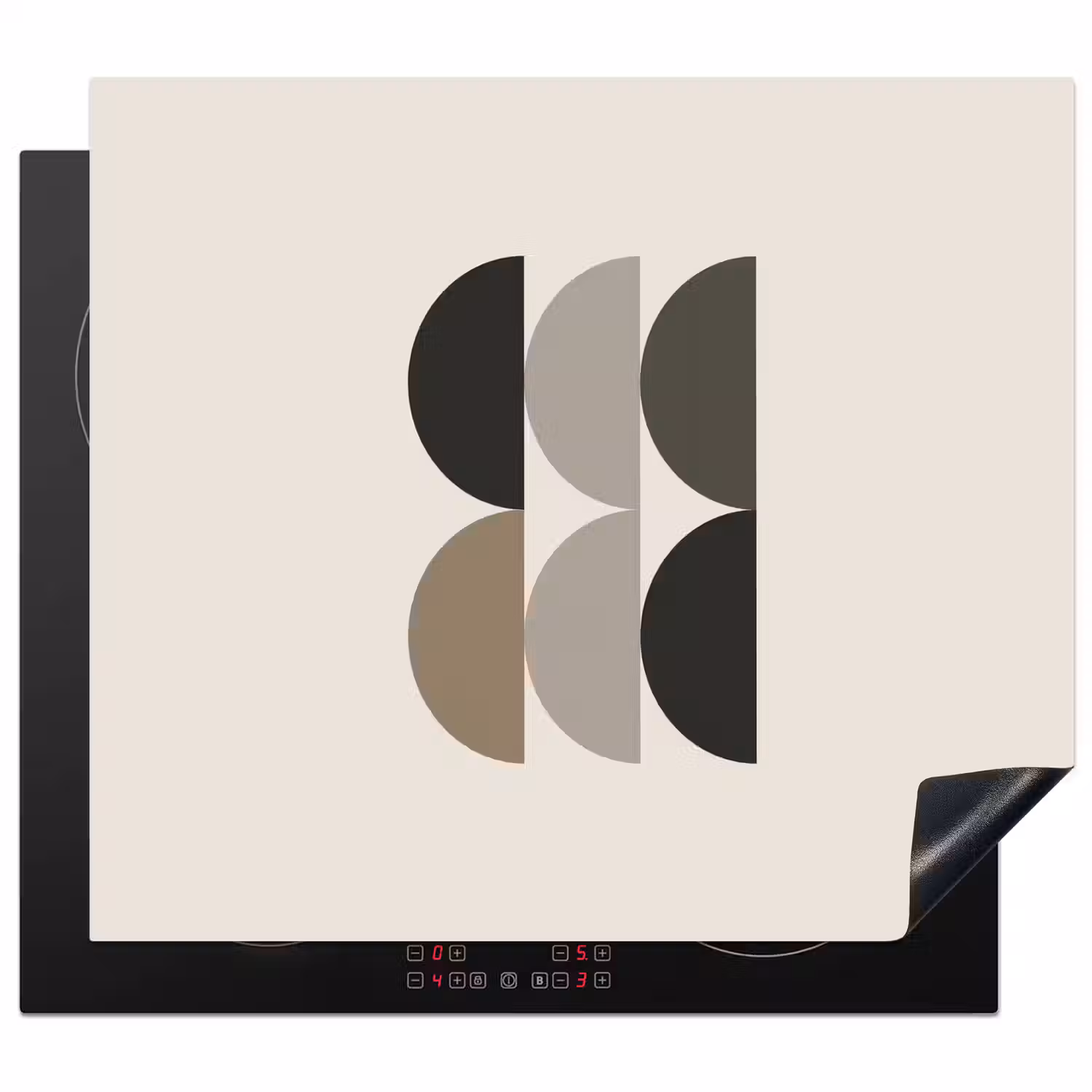 Halve cirkels - Aardetinten - Grafisch Inductie beschermer vinyl 3mm middel -3d