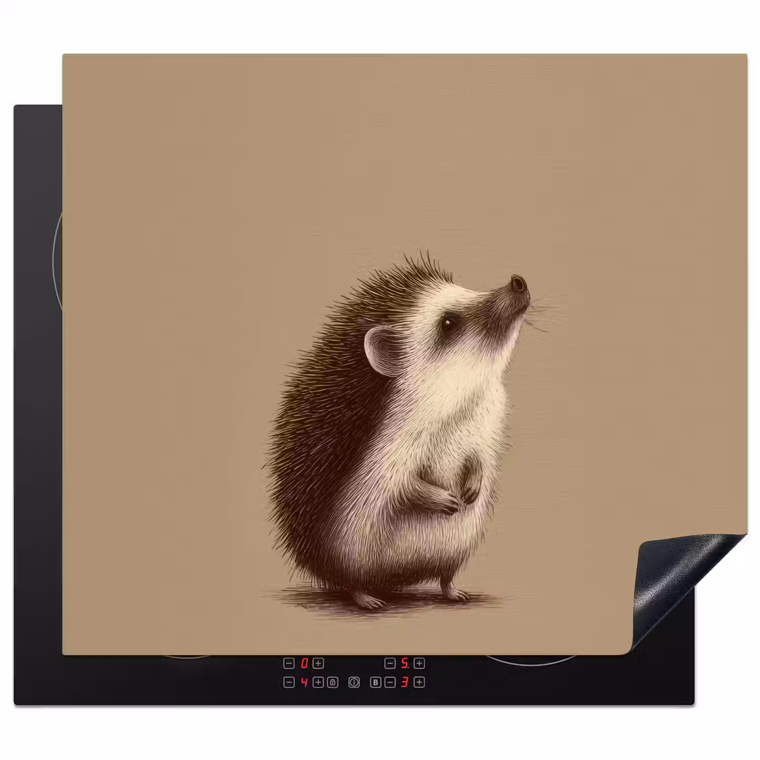 Egel - Snuitje - Bruin - Stekels Inductie beschermer vinyl 3mm middel -3d