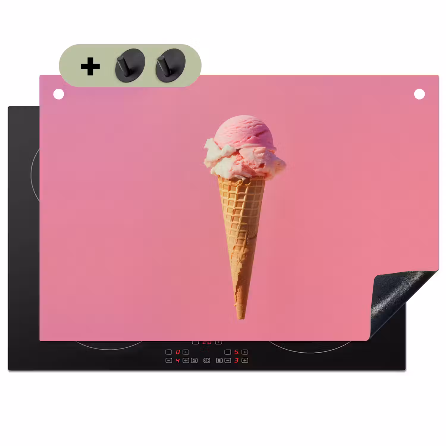Hoorntje - Schepijs - Roze Inductie beschemer met haakjes klein -3d