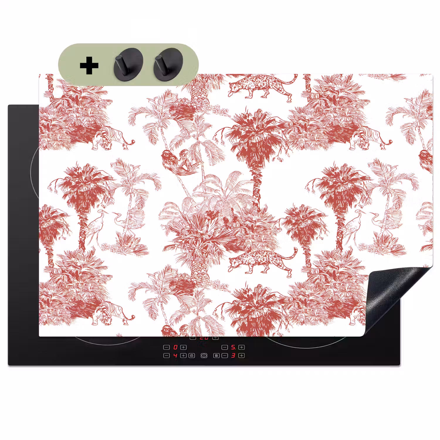 Jungle - Natuur - Rood Inductie beschemer met haakjes klein 777 -3d