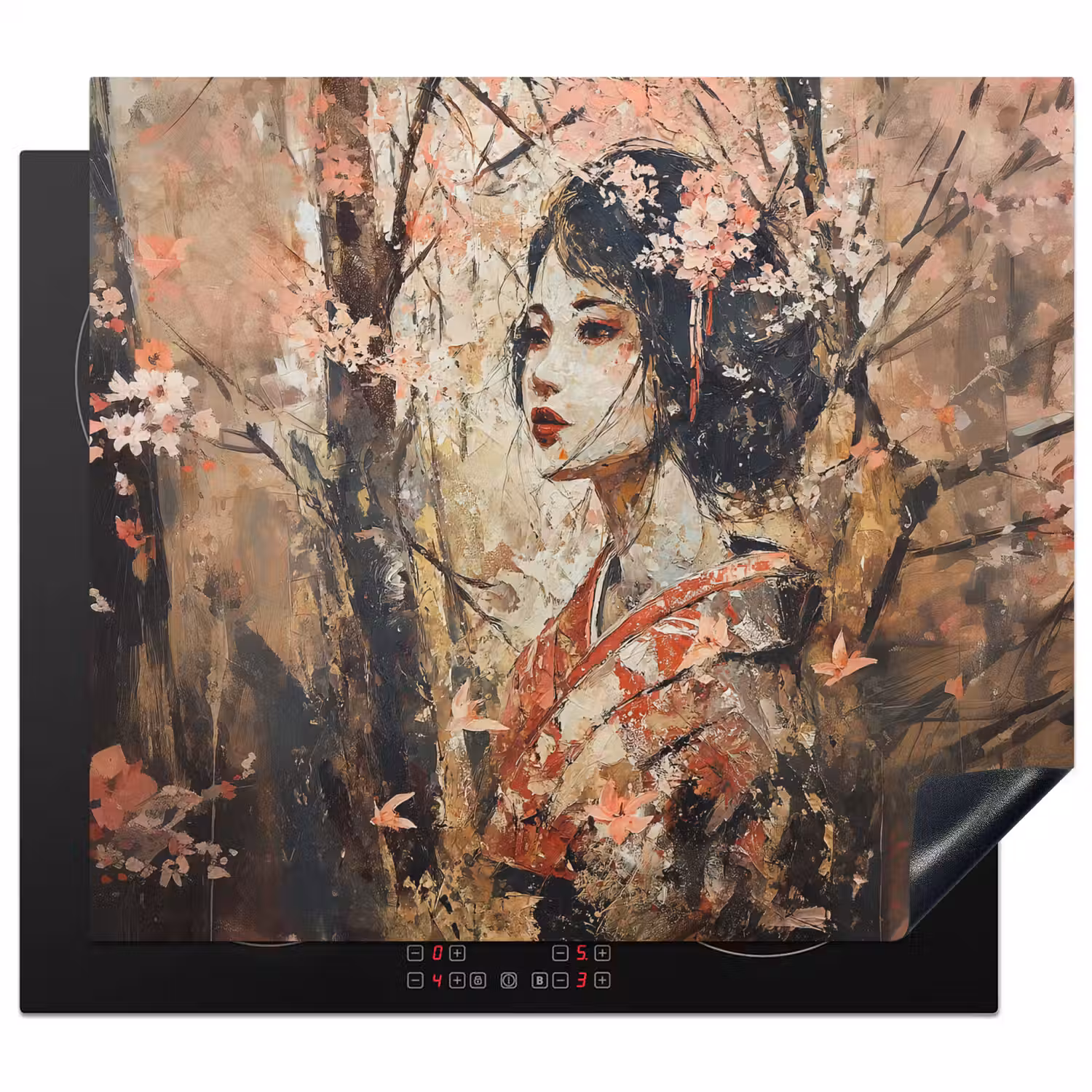 Kimono - Vrouw - kersenbomen Inductie beschermer vinyl 3mm middel -3d