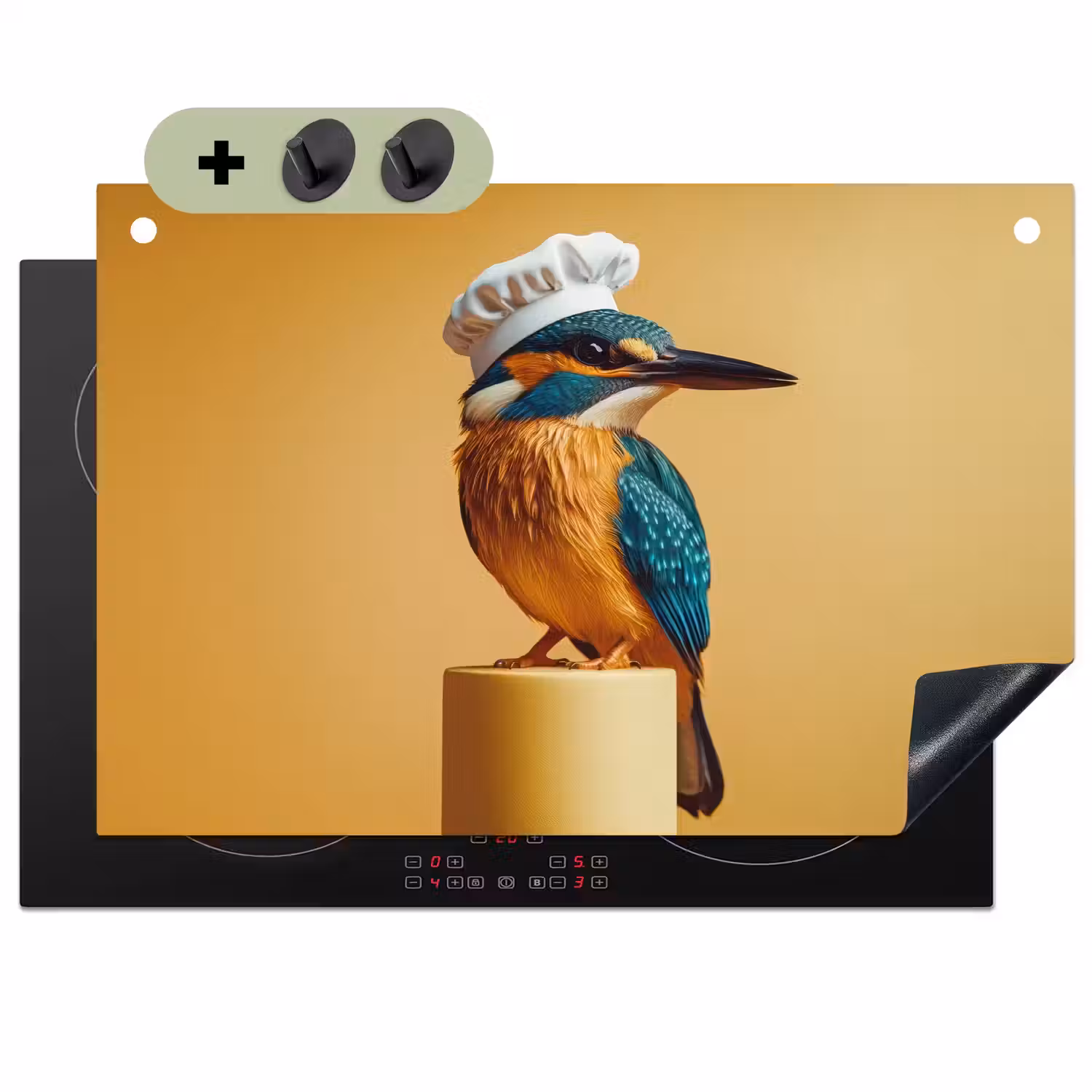 Ijsvogel - Pilaar - Koksmuts - Vogel Inductie beschemer met haakjes klein -3d