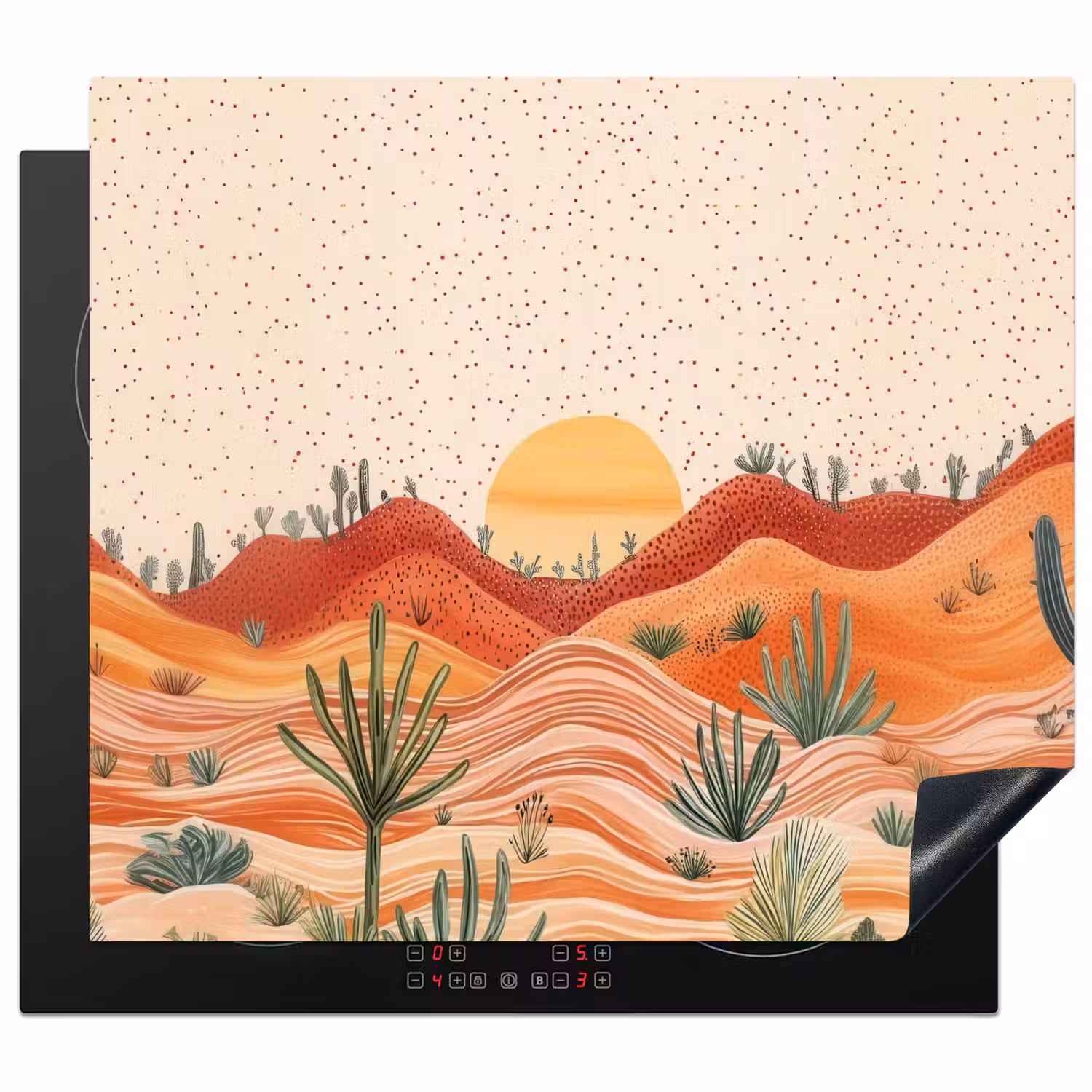 Landschap - Heuvels - Zonsondergang Inductie beschermer vinyl 3mm middel -3d