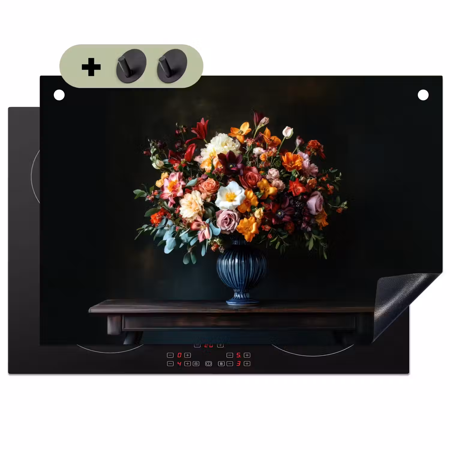 Groot - Bloemen - Vaas - Boeket Inductie beschemer met haakjes klein -3d