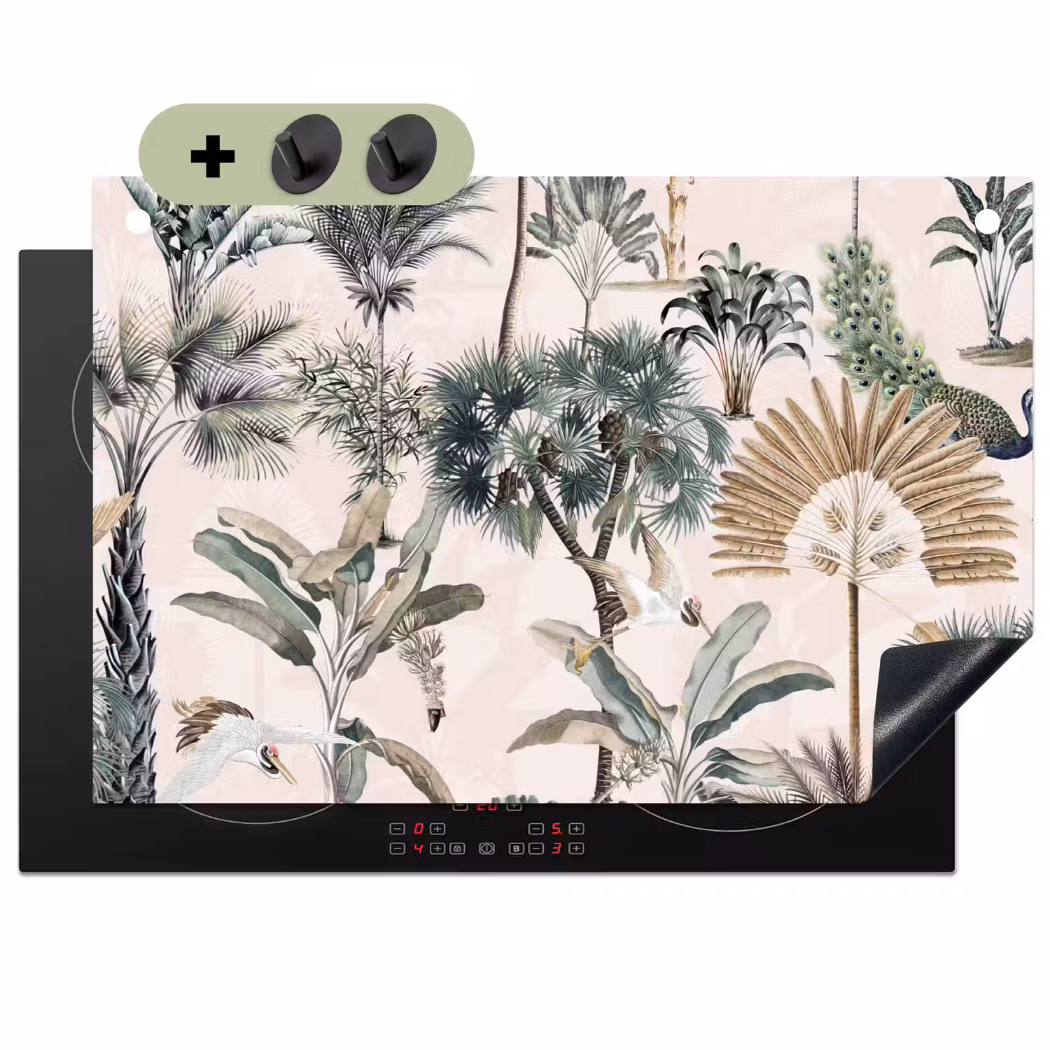 Bladeren - Monstera - Jungle - Tropical Inductie beschemer met haakjes klein -3d